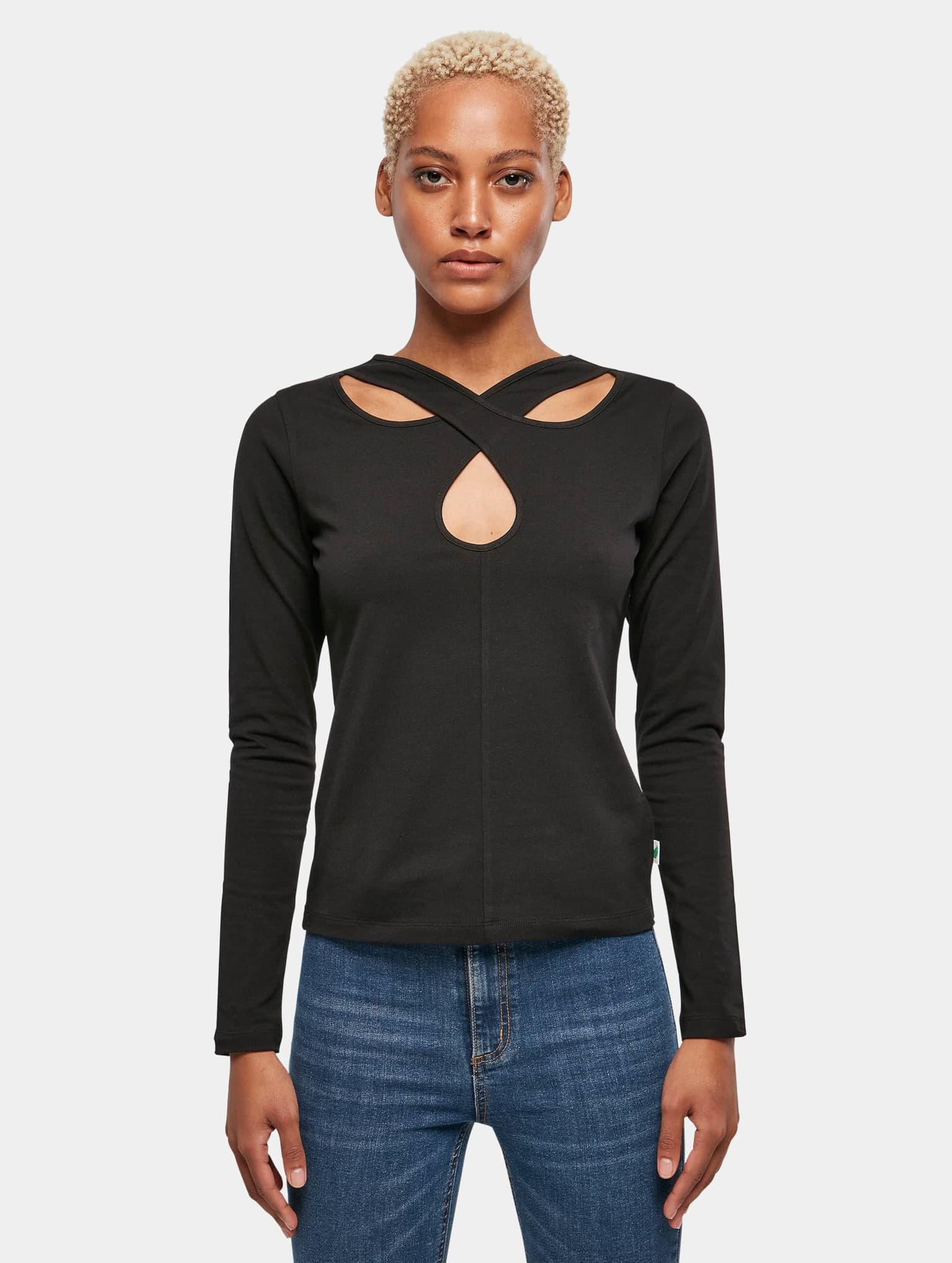 Urban Classics Ladies Crossed Cut Out Longsleeve – Bild 3