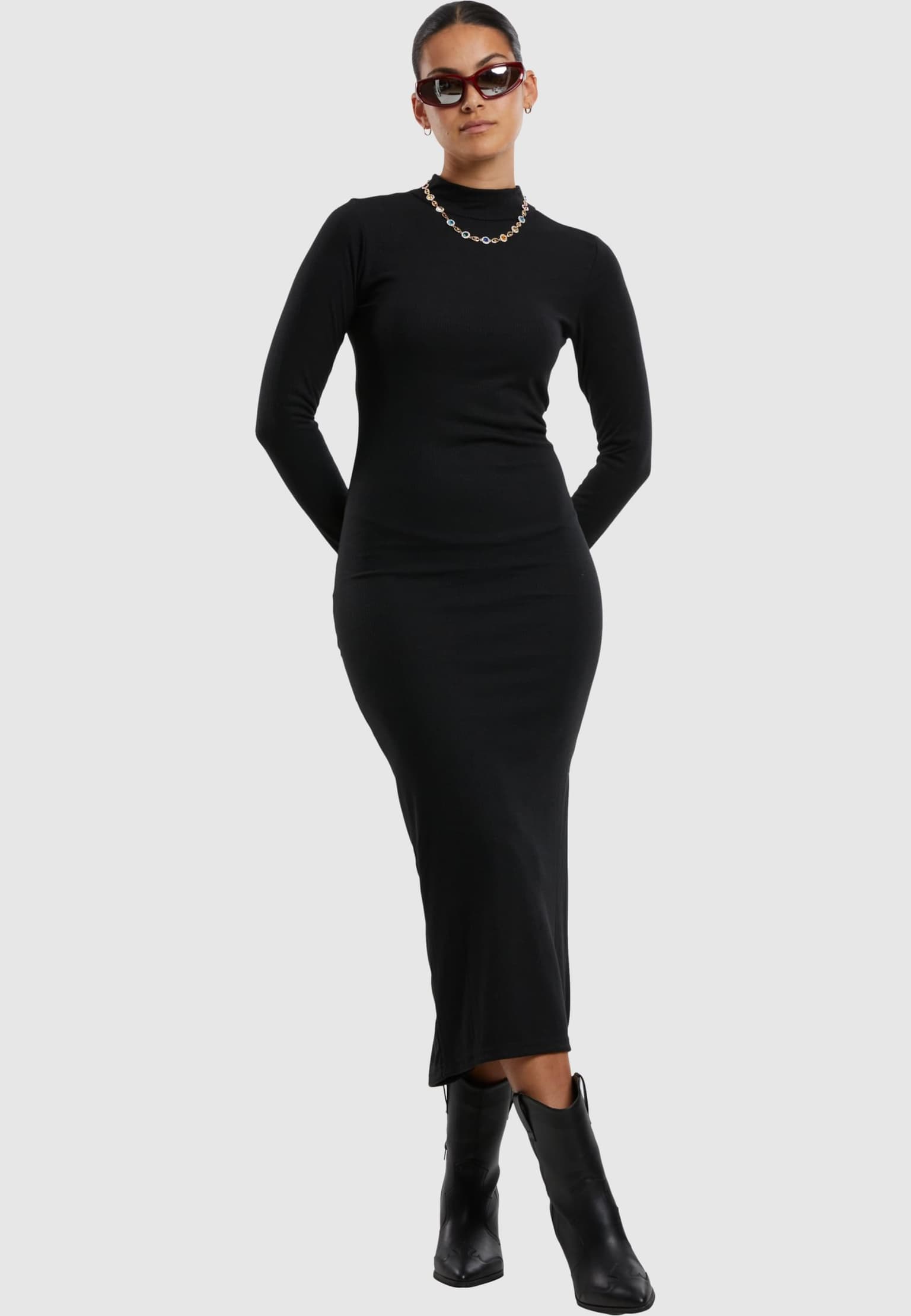 Urban Classics Ladies Rib Longlseeve Mockneck Dress – Bild 4