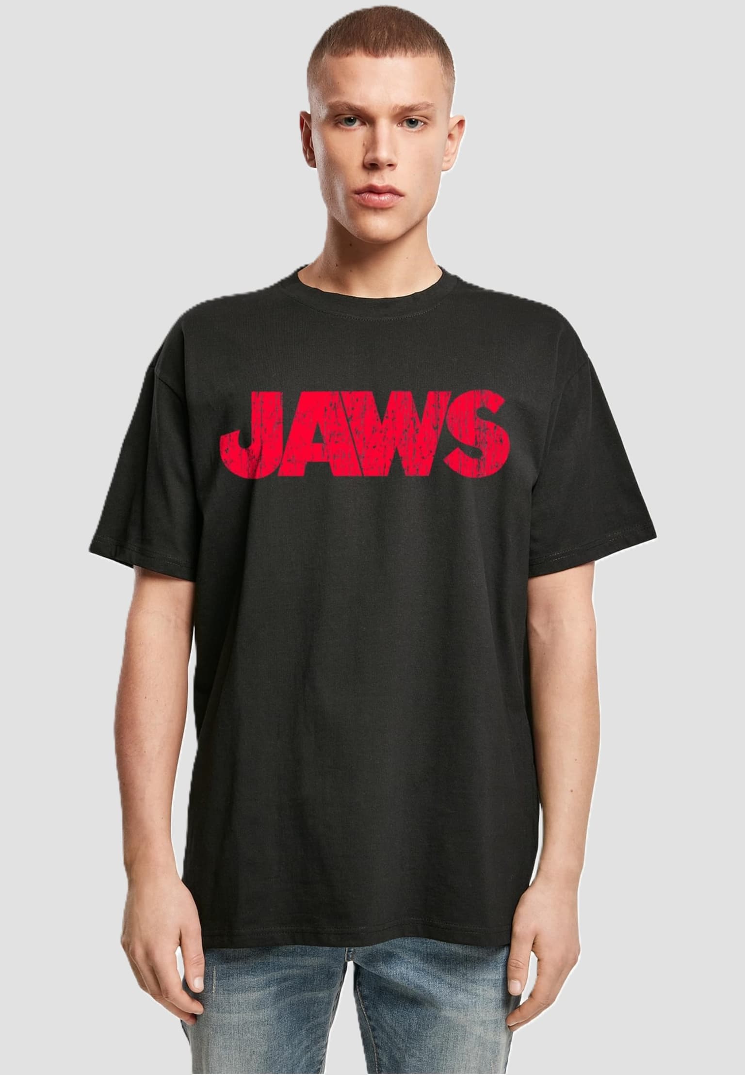 Merchcode Jaws Distressed Logo Oversize Tee