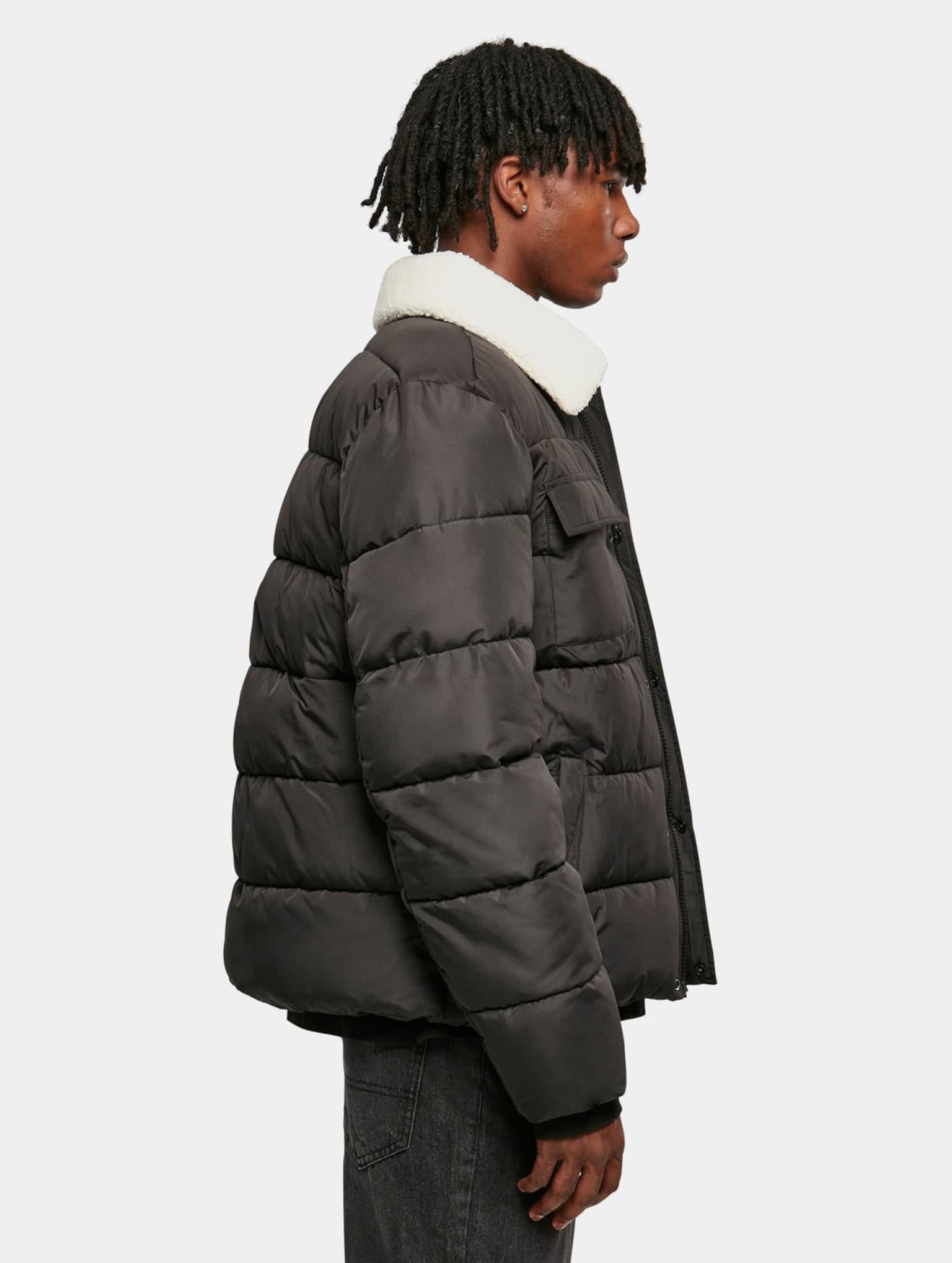 Urban Classics Sherpa Collar Padded Shirt Jacket – Bild 4