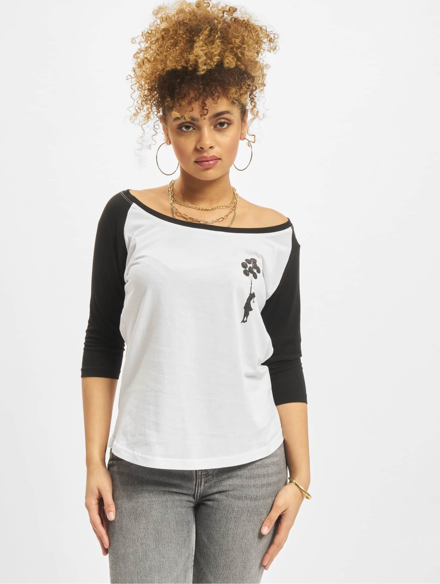Merchcode Ladies Brandalised - BanksyÂ´s Graffiti Balloons Raglan Tee – Bild 3