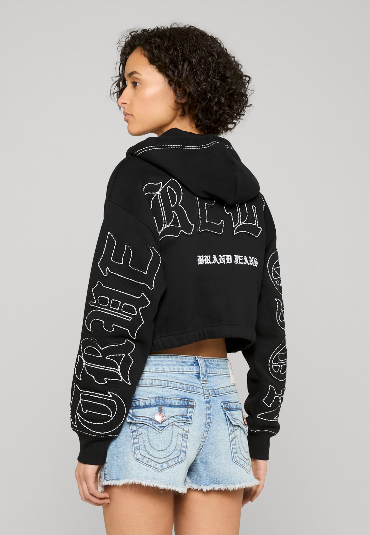 True Religion BIG T APPLIQUE RELAX ZIP UP HOODIE