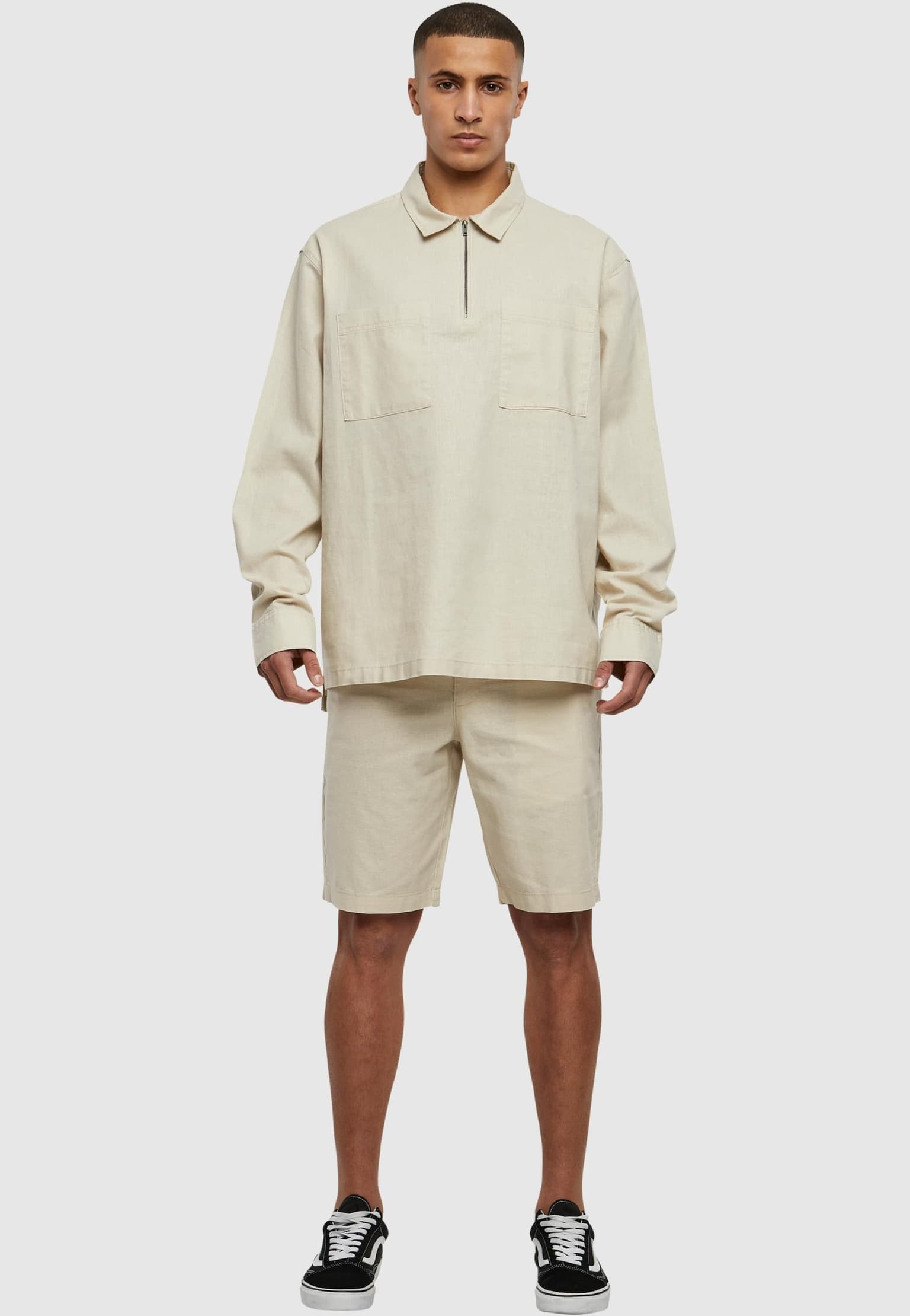 Urban Classics Cotton Linen Half Zip Shirt – Bild 3