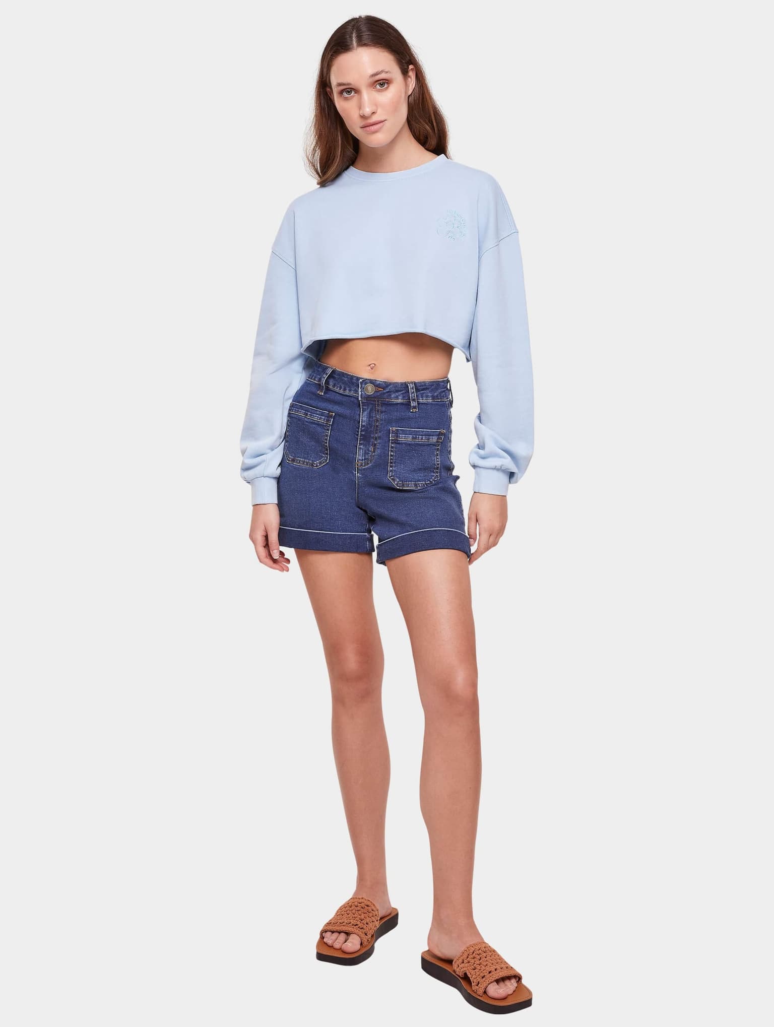 Urban Classics Ladies Cropped Flower Embroidery Terry Crewneck – Bild 4