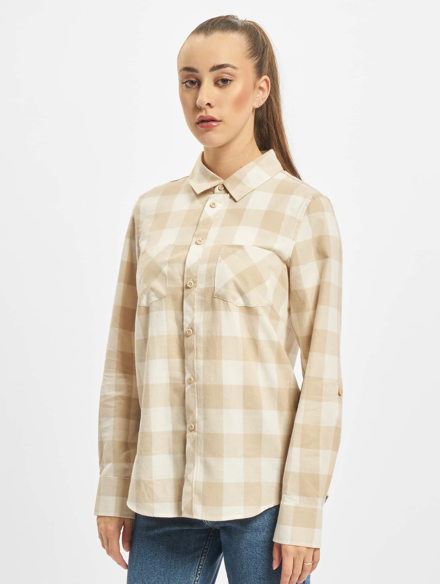 Urban Classics Ladies Turnup Checked Flanell Shirt – Bild 3