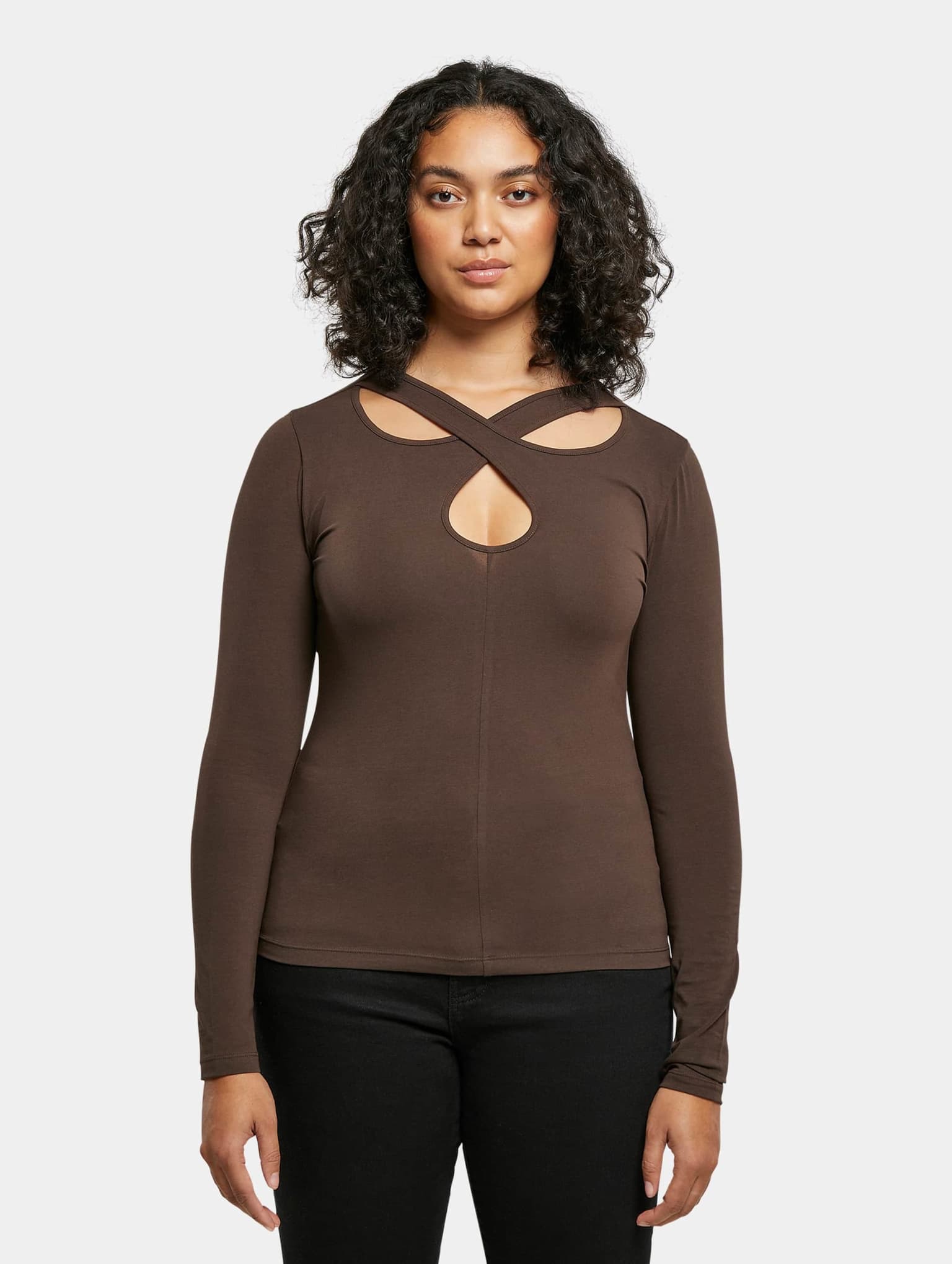 Urban Classics Ladies Crossed Cut Out Longsleeve – Bild 3