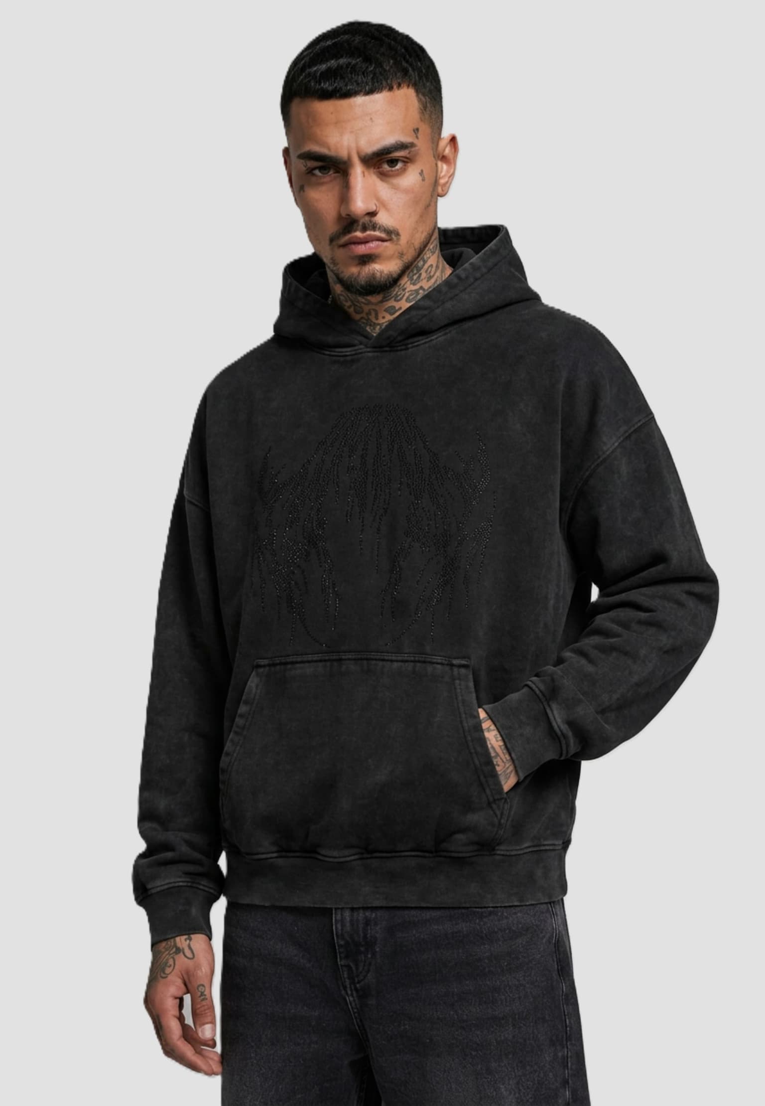 Favela Rhinestone Death Metal Hoodie