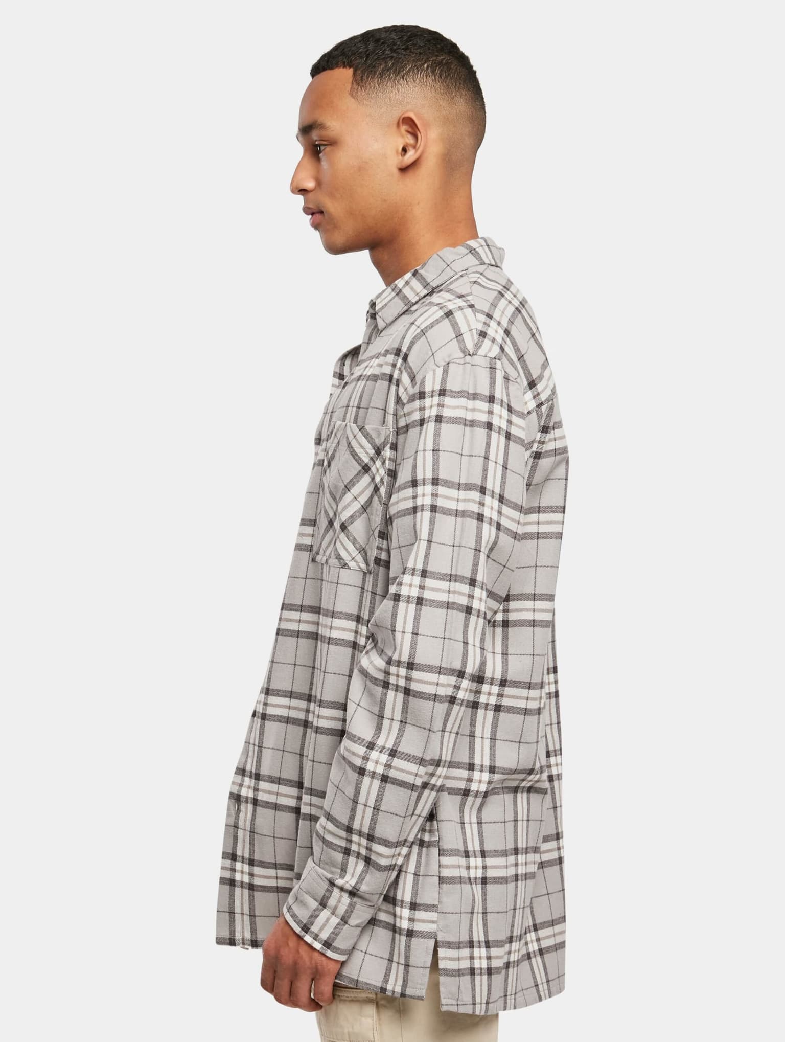 Urban Classics Long Oversized Grey Check Shirt – Bild 3