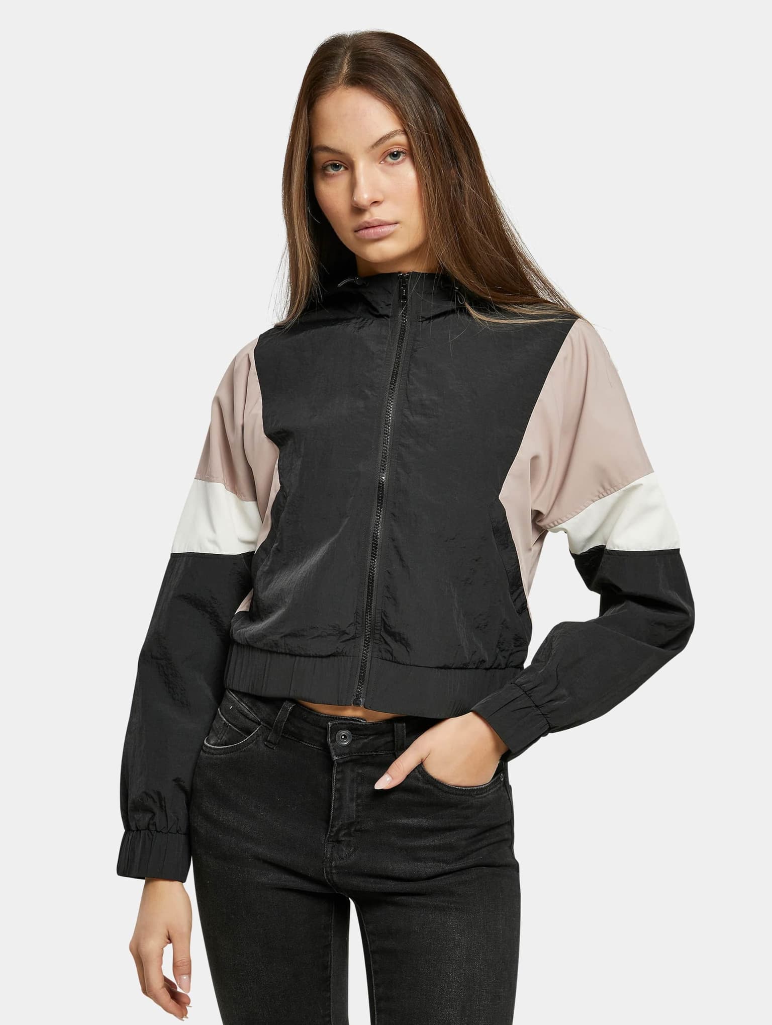 Urban Classics Ladies Short 3-Tone Crinkle Jacket