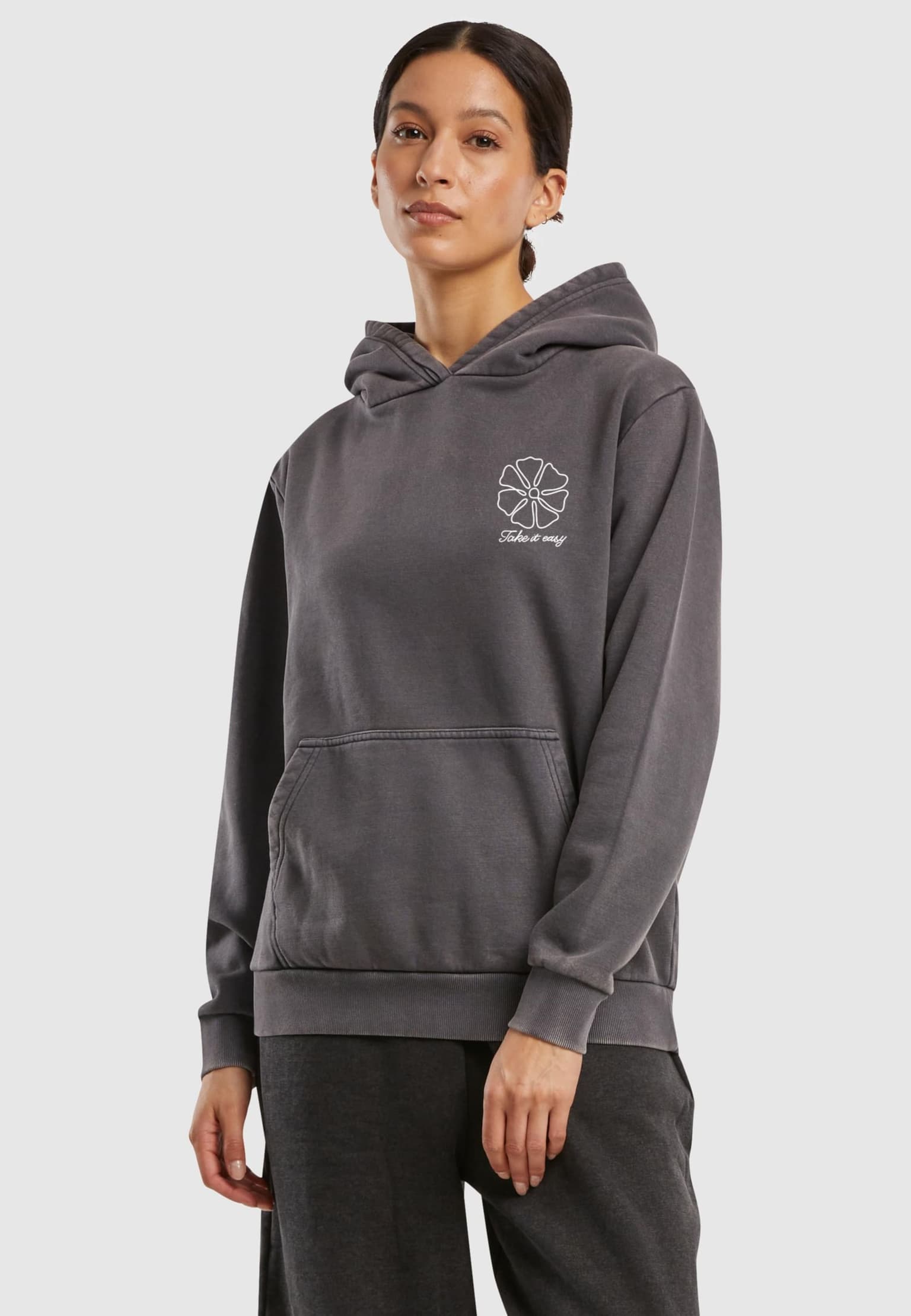 Miss Tee One Line Flowers Ladies Vintage Heavy Hoody