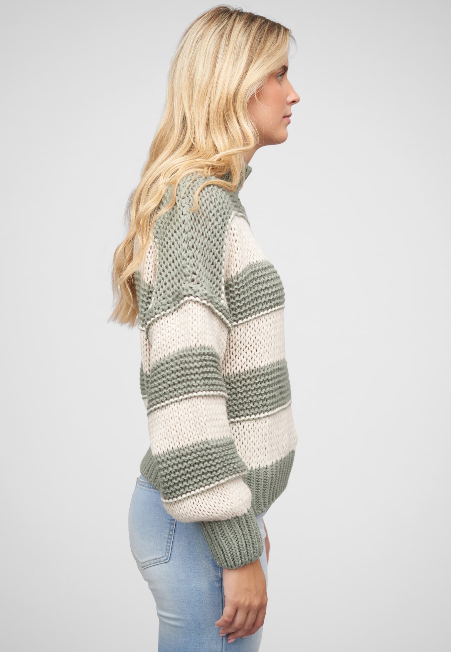 Cloud5ive Strick-Sweater Pullover mit High-Neck und Streifen-Muster – Bild 4