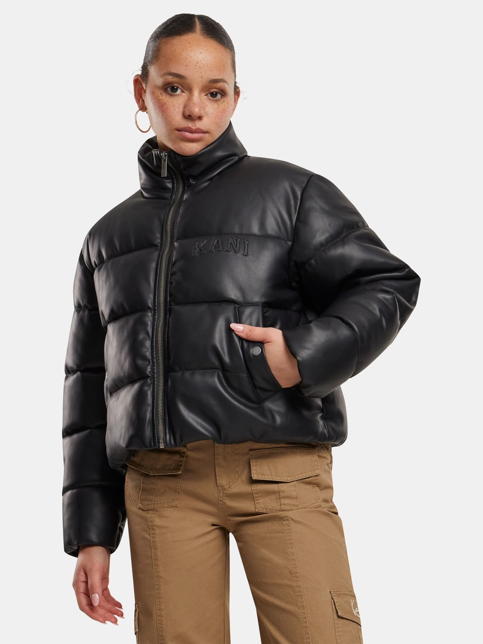 Karl Kani Serif Crop PU Puffer Jacket
