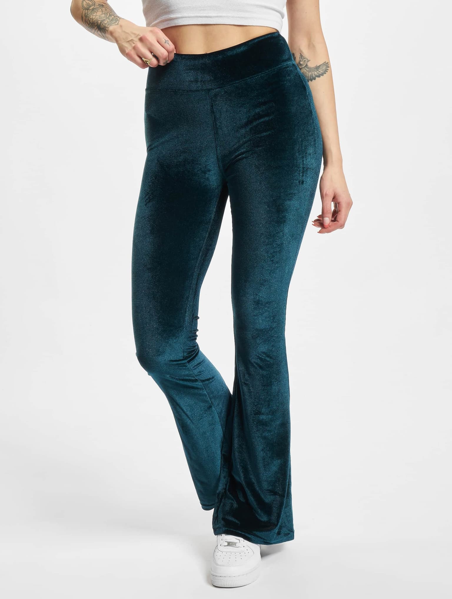 Urban Classics Ladies High Waist Velvet Boot Cut Leggings