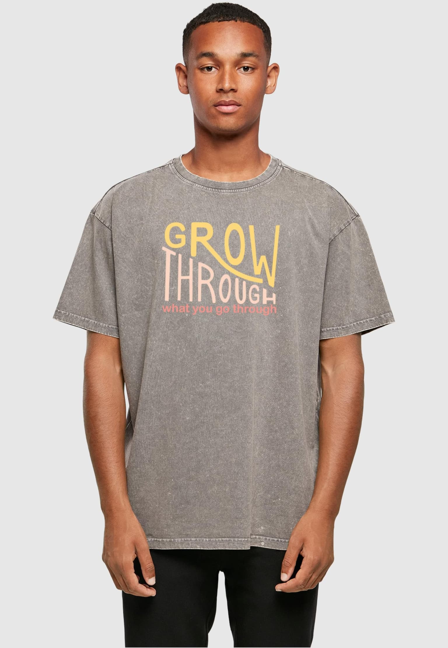 Merchcode Spring - Grow through 2 Acid Washed Heavy Oversized Tee