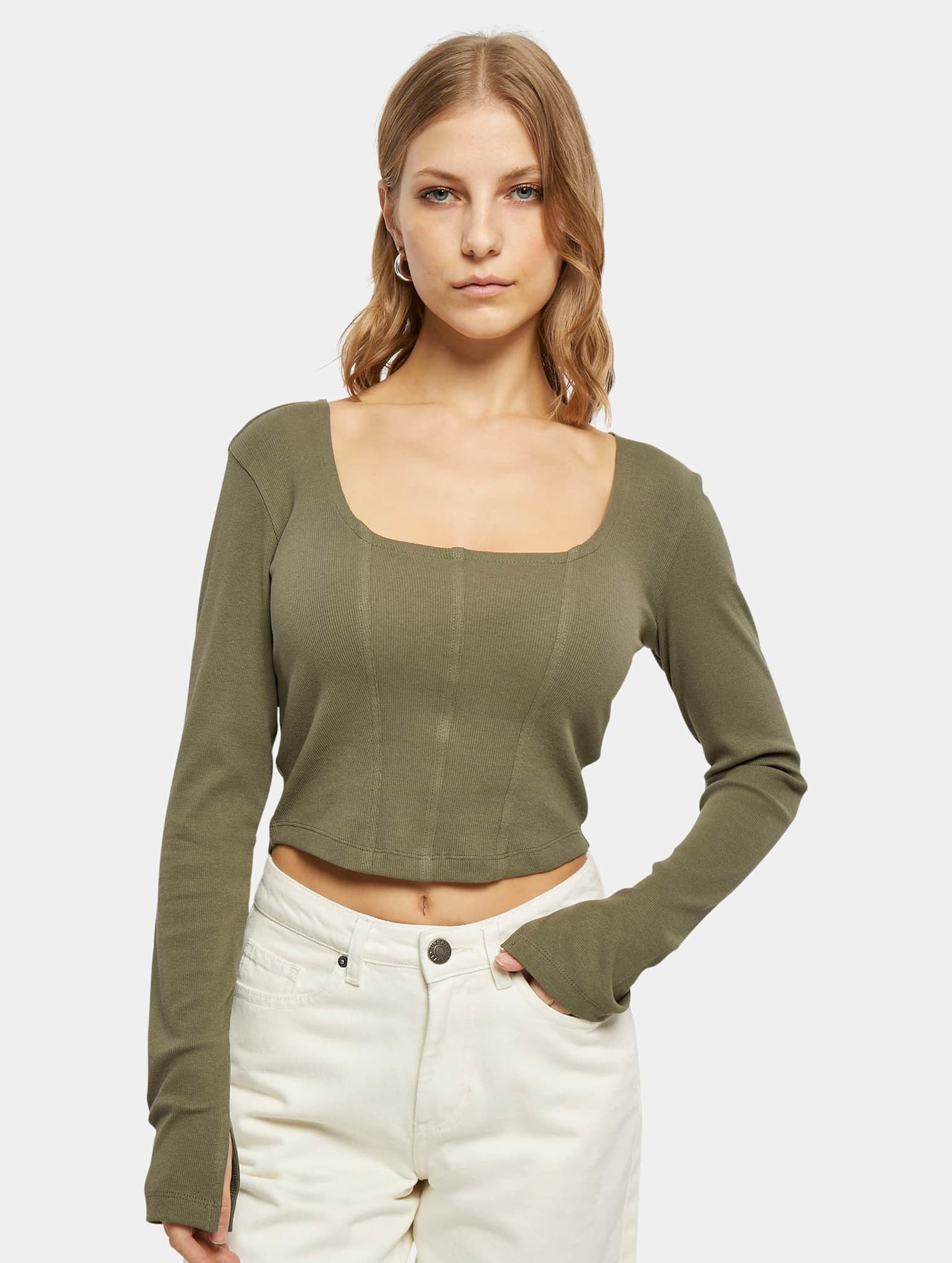Urban Classics Ladies Short Rib Corsage Longsleeve