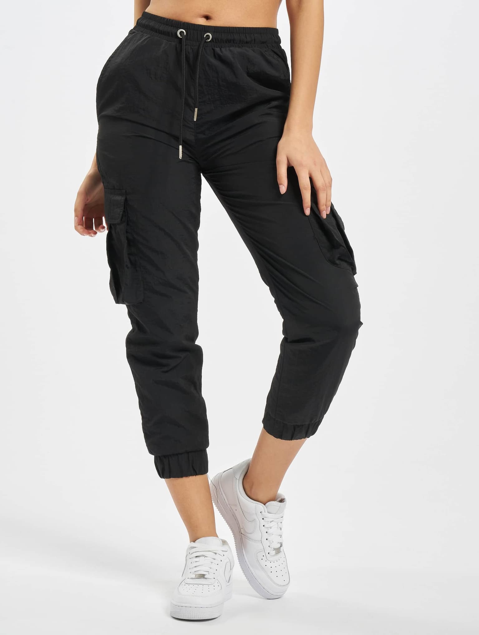 Urban Classics Ladies High Waist Crinkle Nylon Cargo Pants