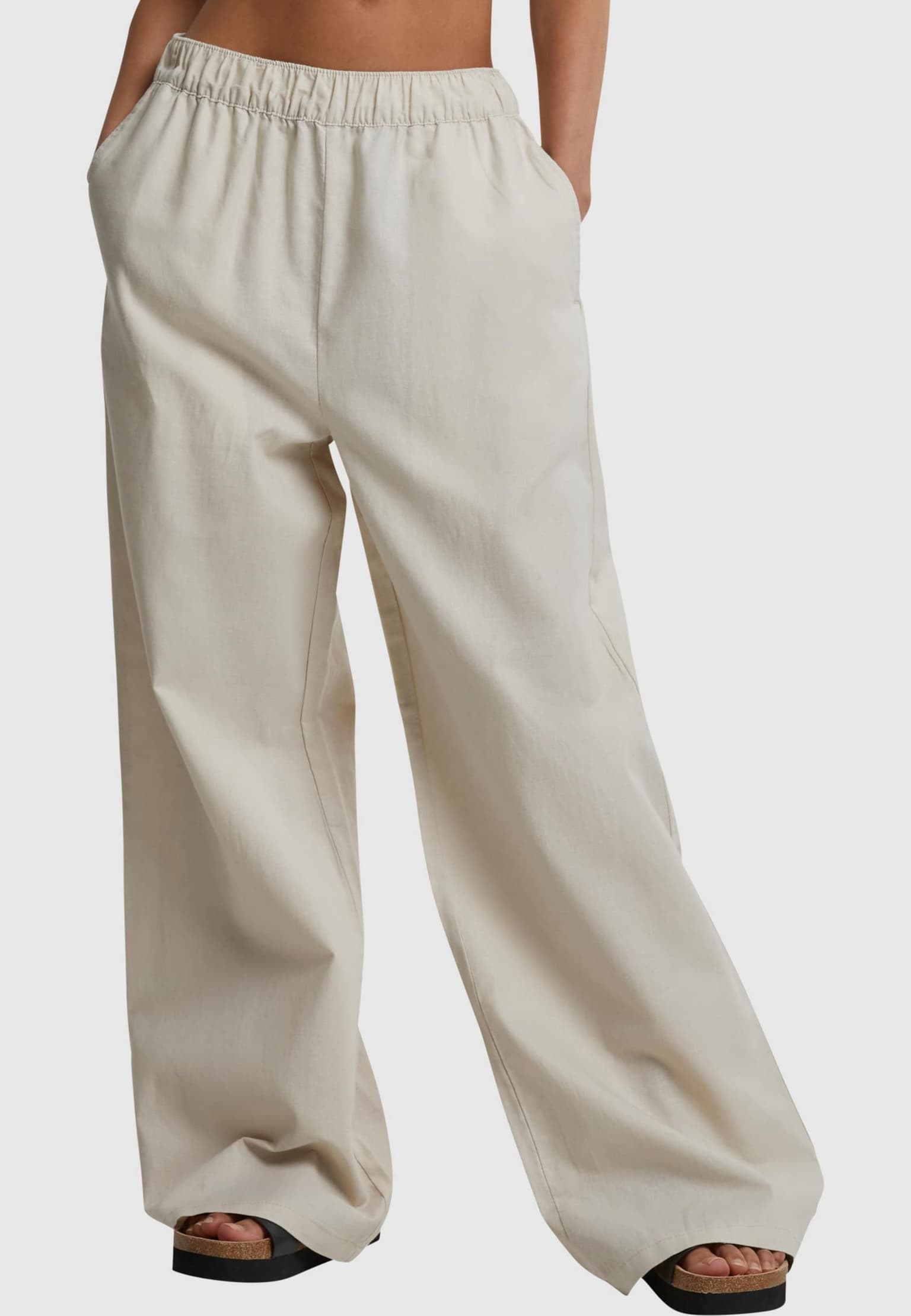 Urban Classics Ladies Linen Mixed Wide Pants
