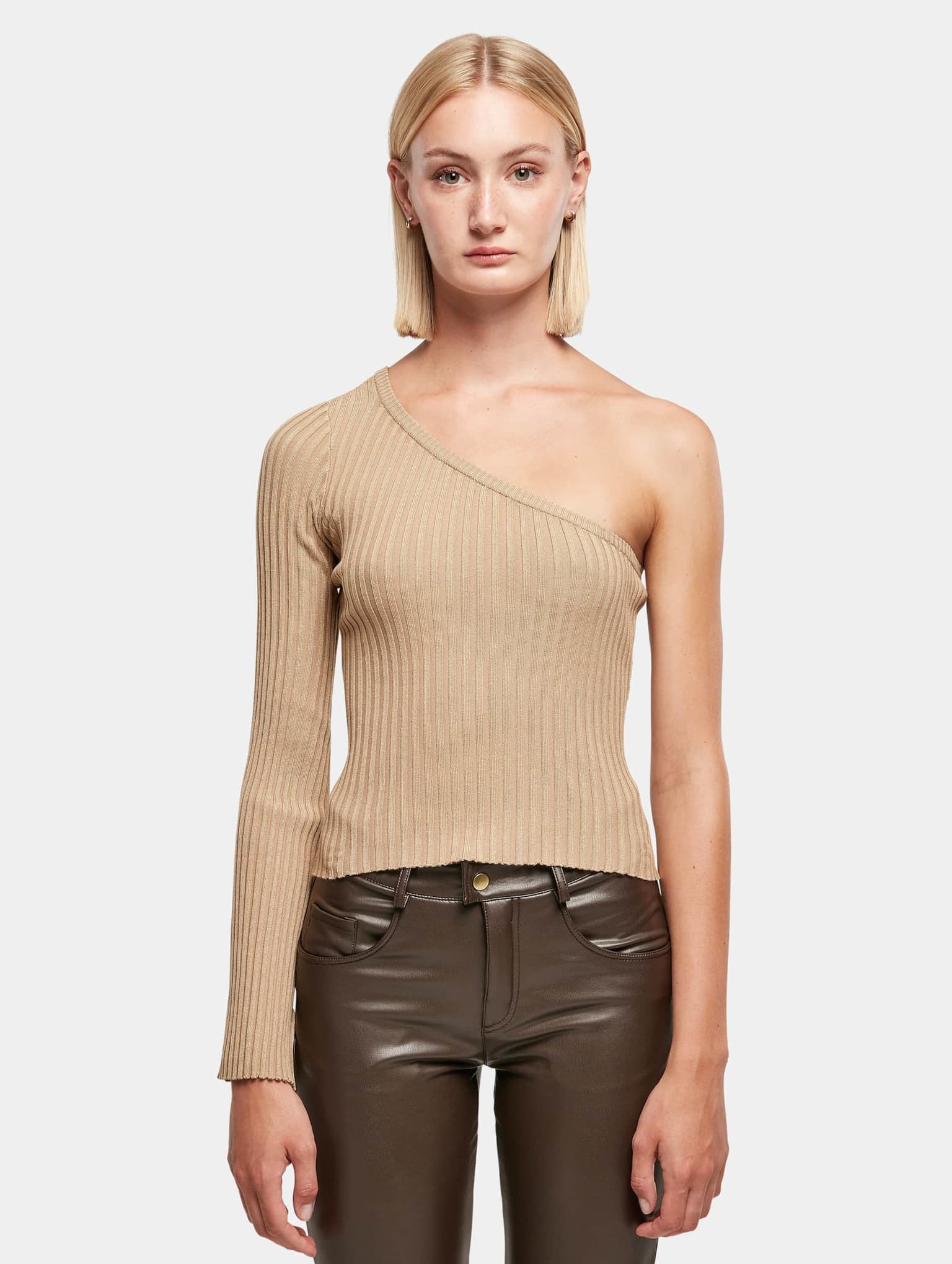 Urban Classics Ladies Short Rib Knit One Sleeve Sweater – Bild 2