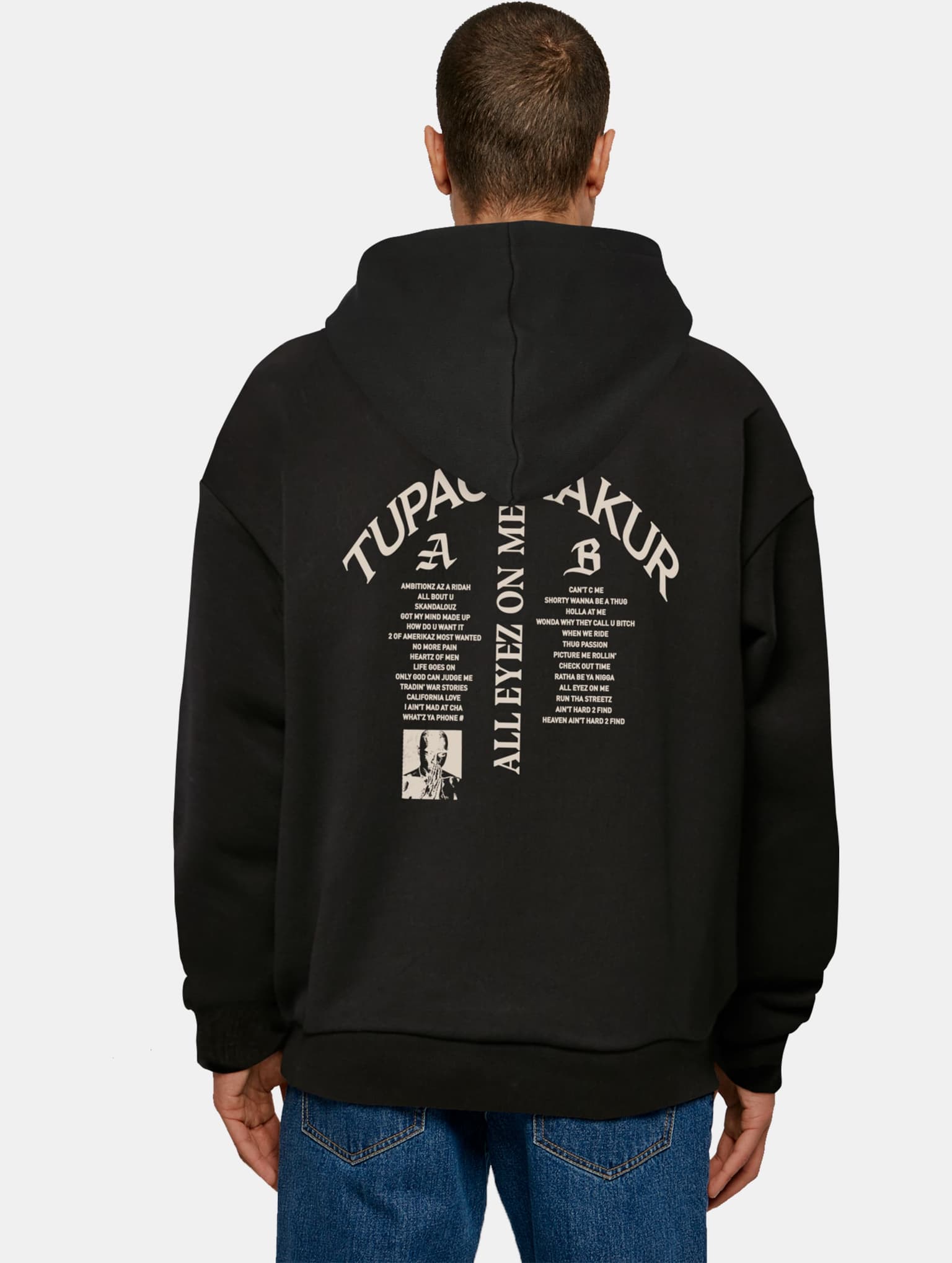 Merchcode Mister Tee 2Pac All Eyez on me Tracklist Ultra Heavy Oversize Hoodie – Bild 2