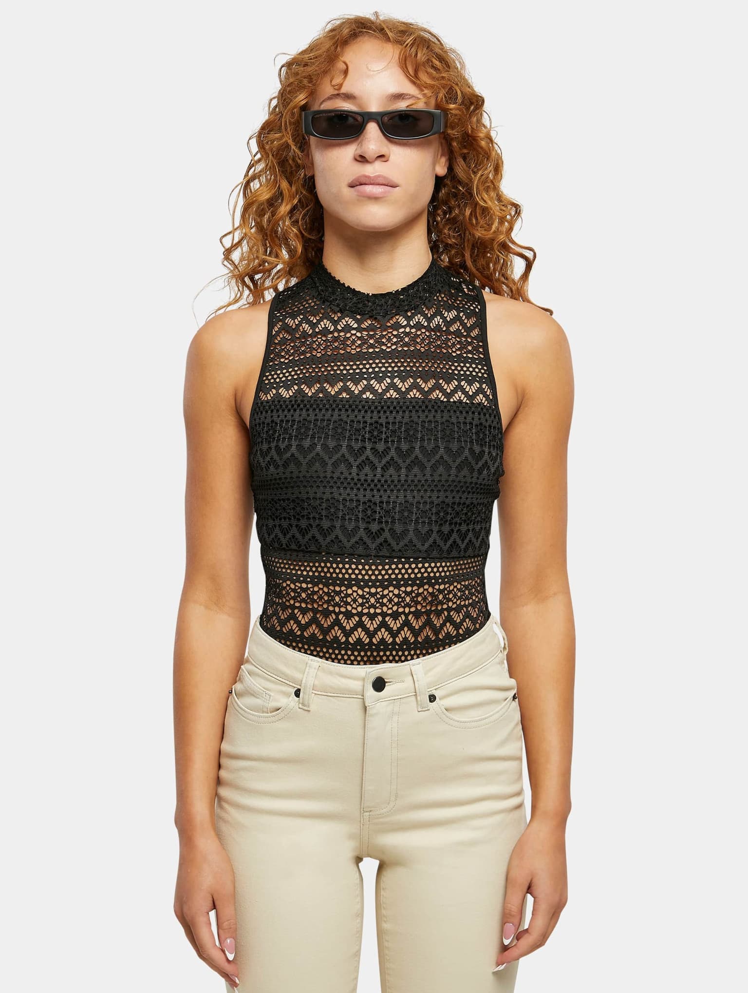 Urban Classics Ladies Crochet Jersey Turtleneck Body – Bild 3