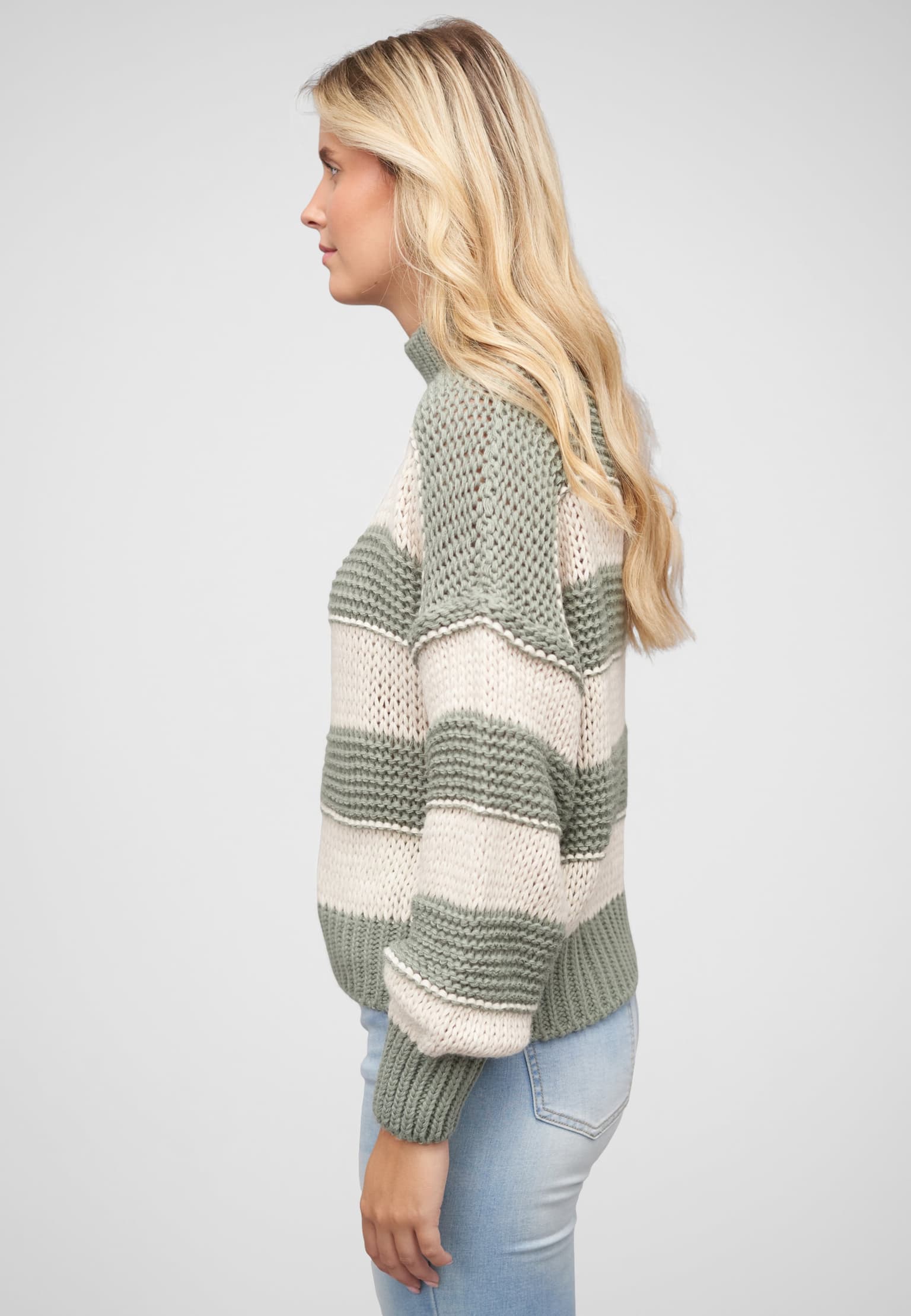 Cloud5ive Strick-Sweater Pullover mit High-Neck und Streifen-Muster – Bild 3