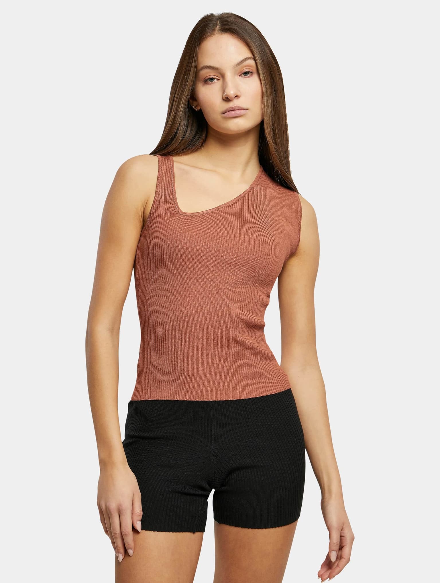Urban Classics Ladies Rib Knit Asymmetric Top