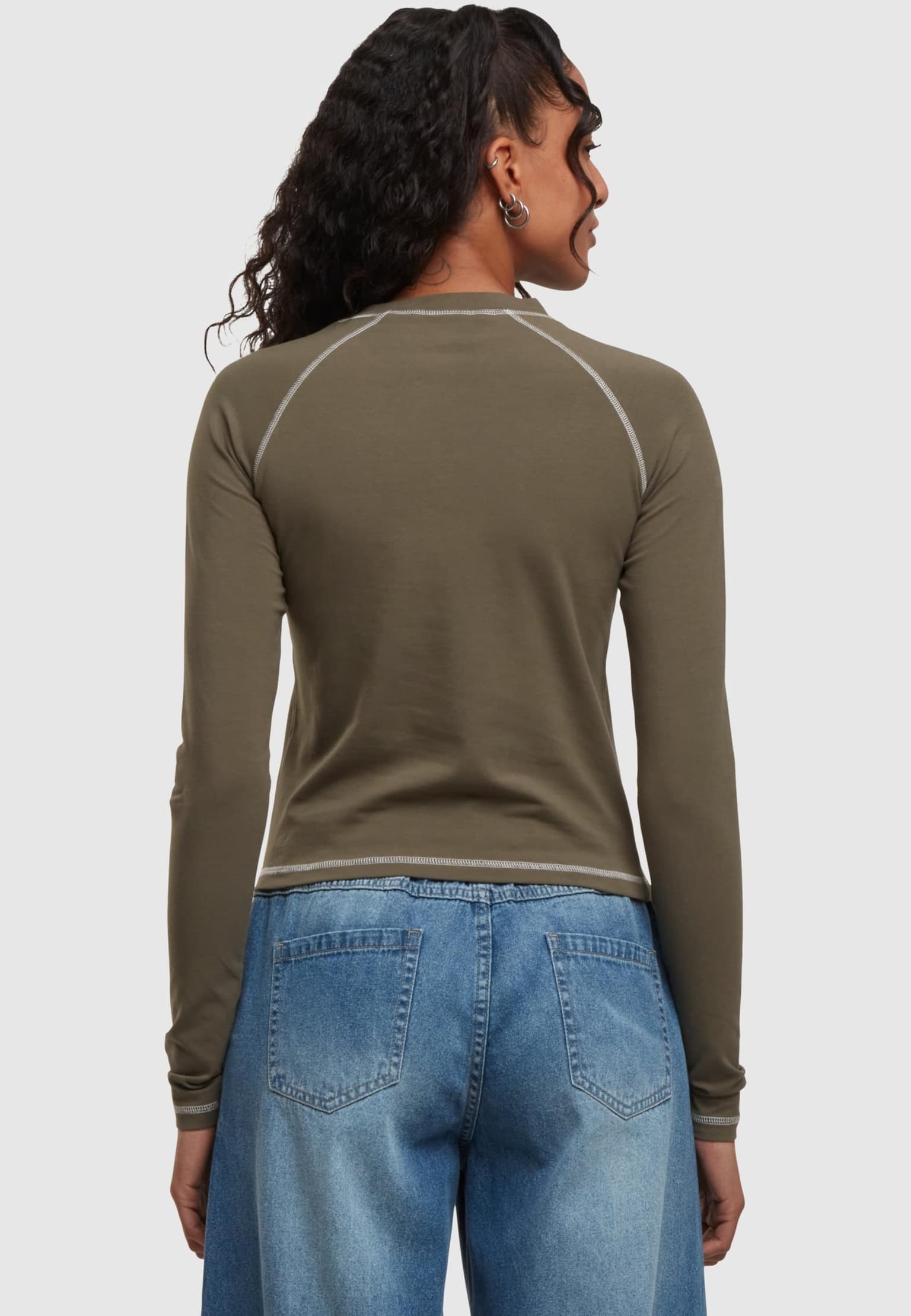 Urban Classics Ladies Contrast Jersey Longsleeve – Bild 2