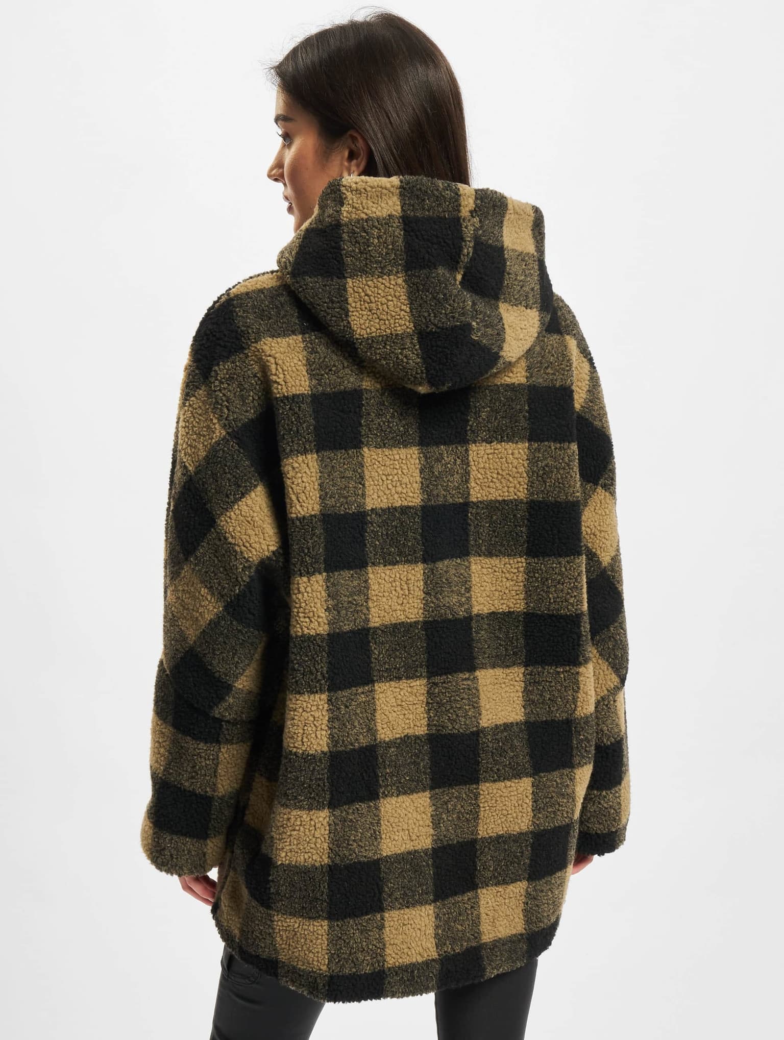Urban Classics Ladies Hooded Oversized Check Sherpa Jacket – Bild 2