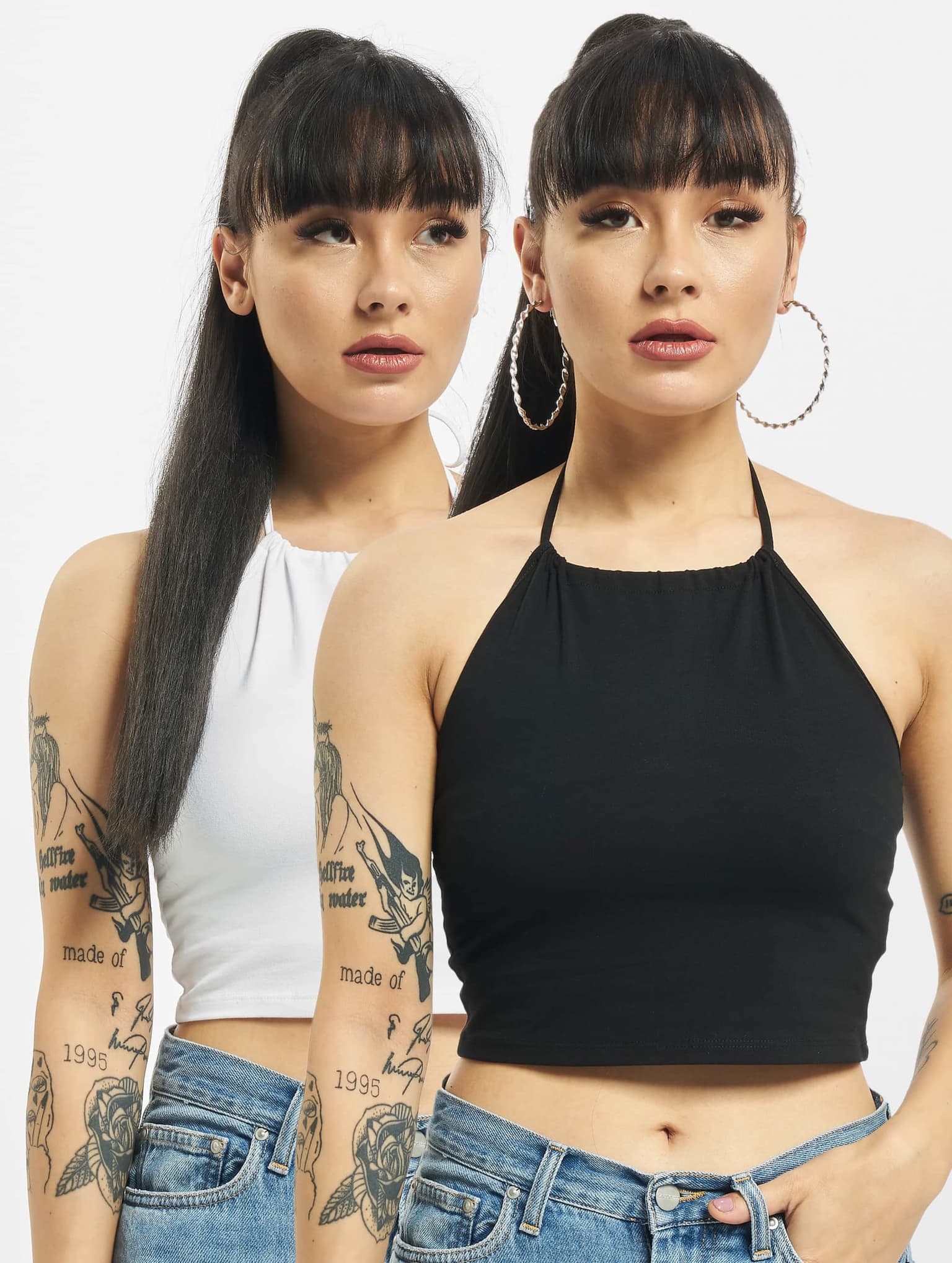 Urban Classics Ladies Cropped Neckholder Top 2-Pack