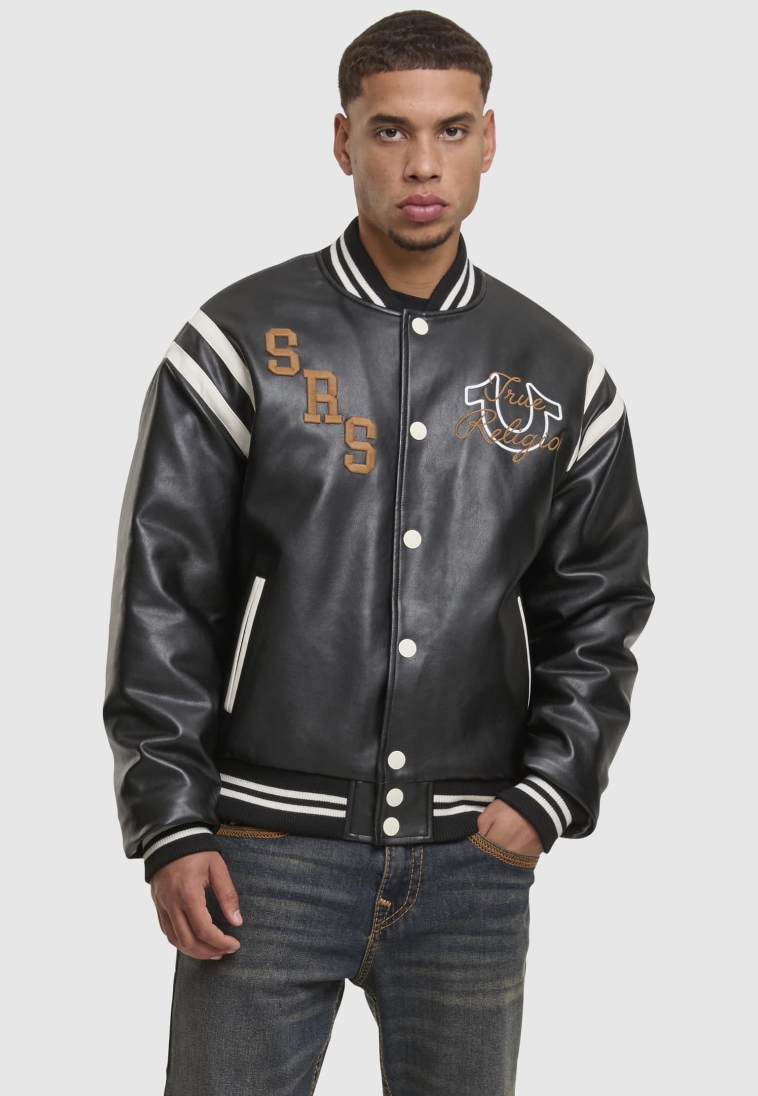 True Religion RETRO PU VARSITY JACKET