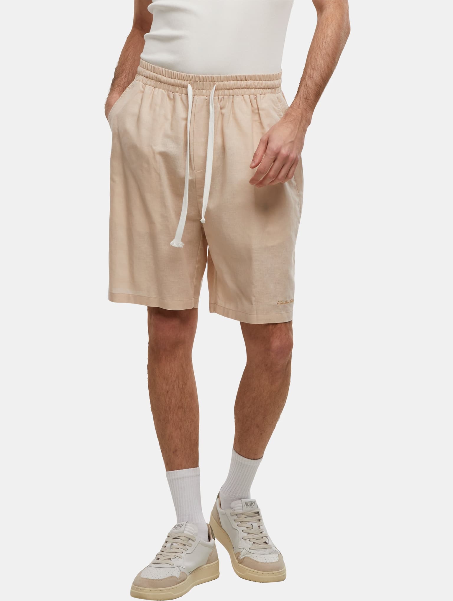 Another Cotton Lab Logo Stitched Linen Short