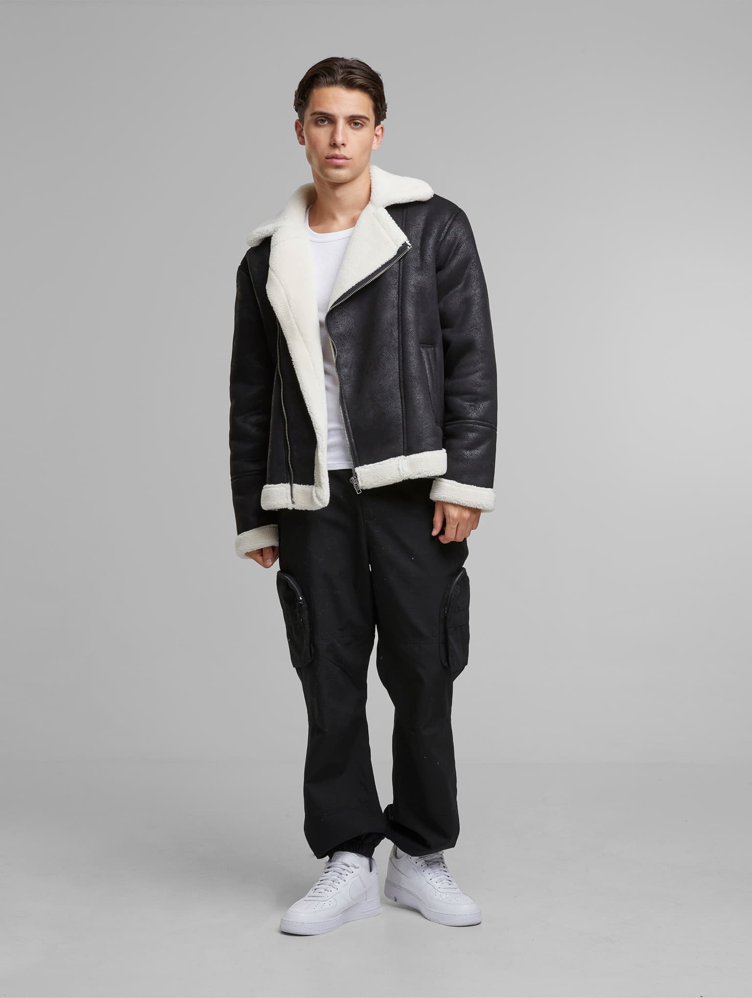 Urban Classics Shearling Biker Winterjacke – Bild 4