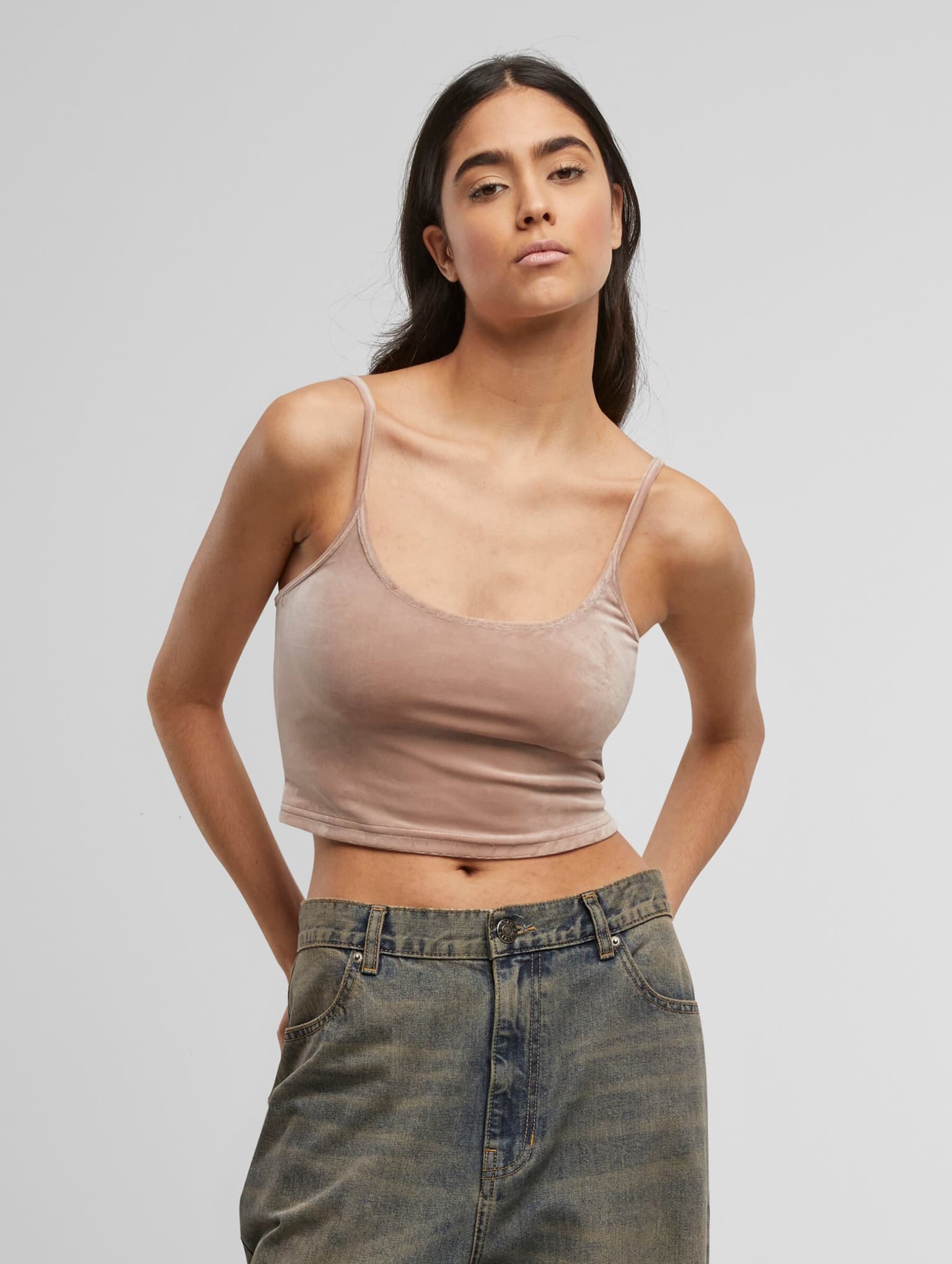 Urban Classics Ladies Short Velvet Top