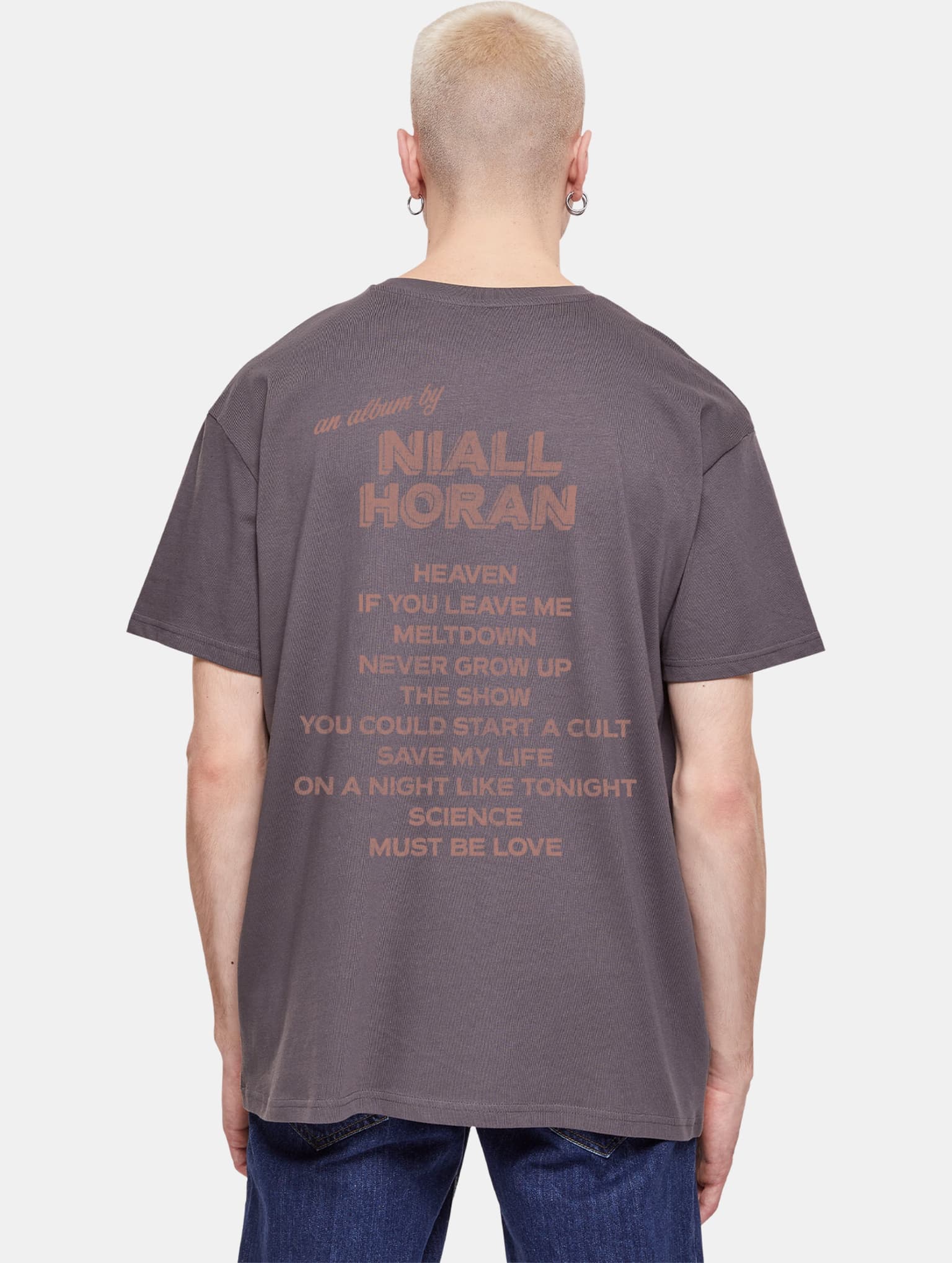 Merchcode Niall Horan - Monotone Tracklist Heavy Oversize Tee – Bild 2