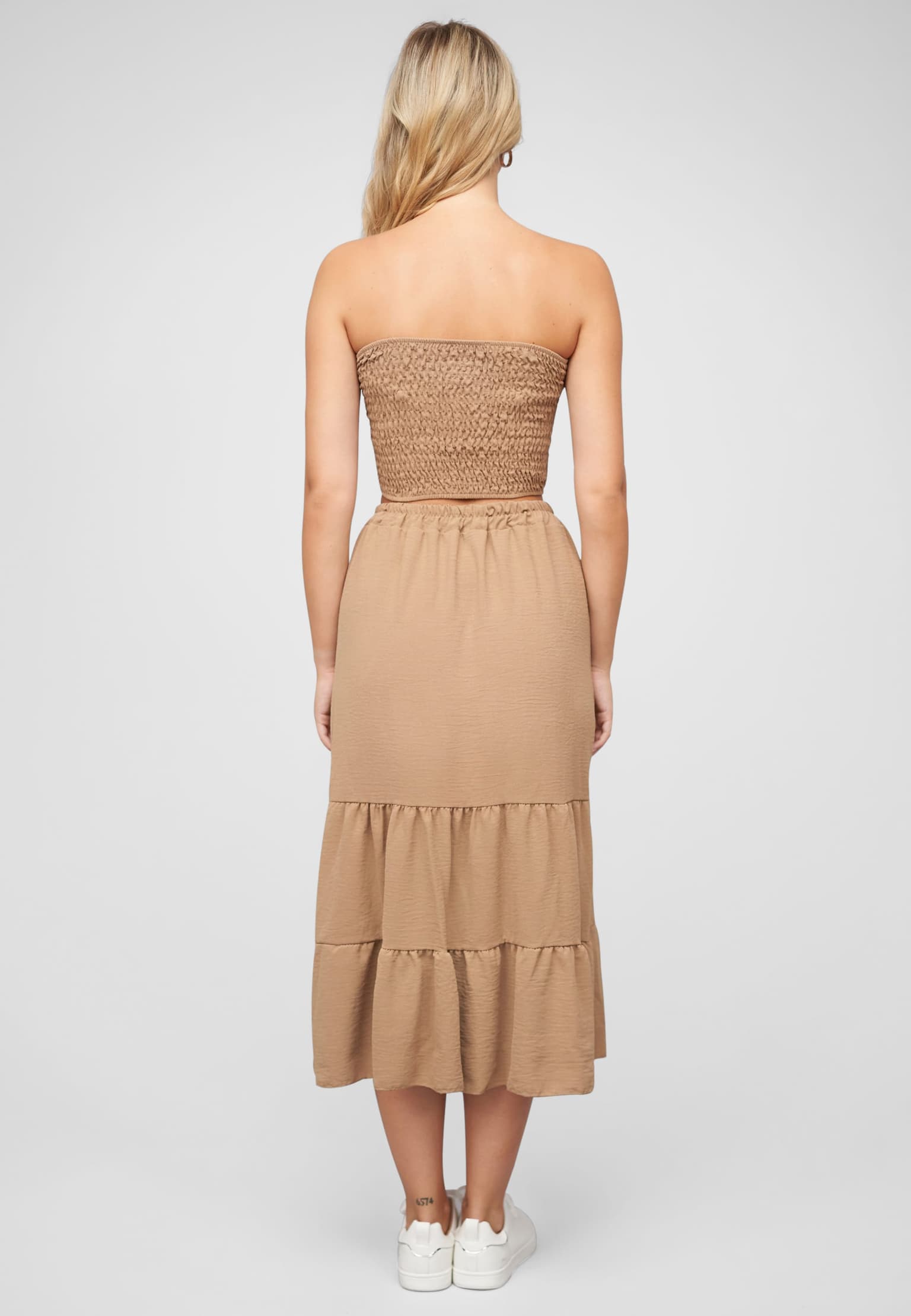 Cloud5ive Musselin Longform Stufenrock und Bandeau Top – Bild 2