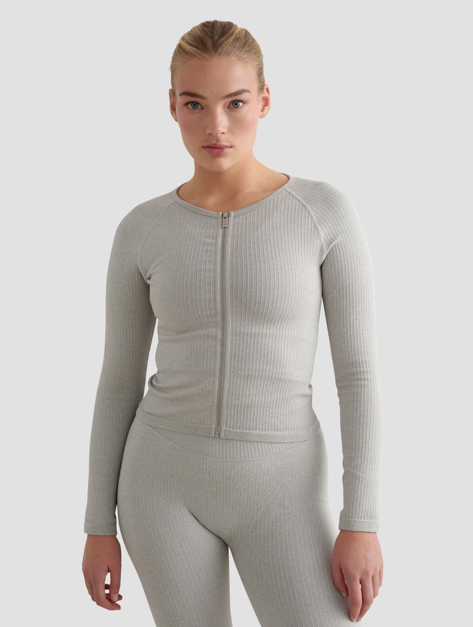 AIMN Ribbed Seamless Zip Jacket