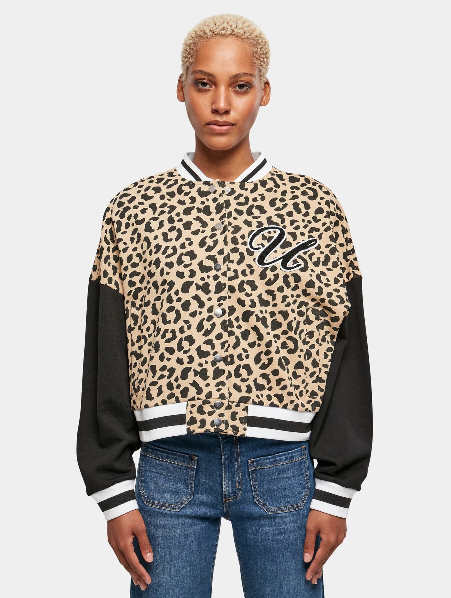 Urban Classics Ladies AOP Oversized College Sweat Jacket – Bild 3