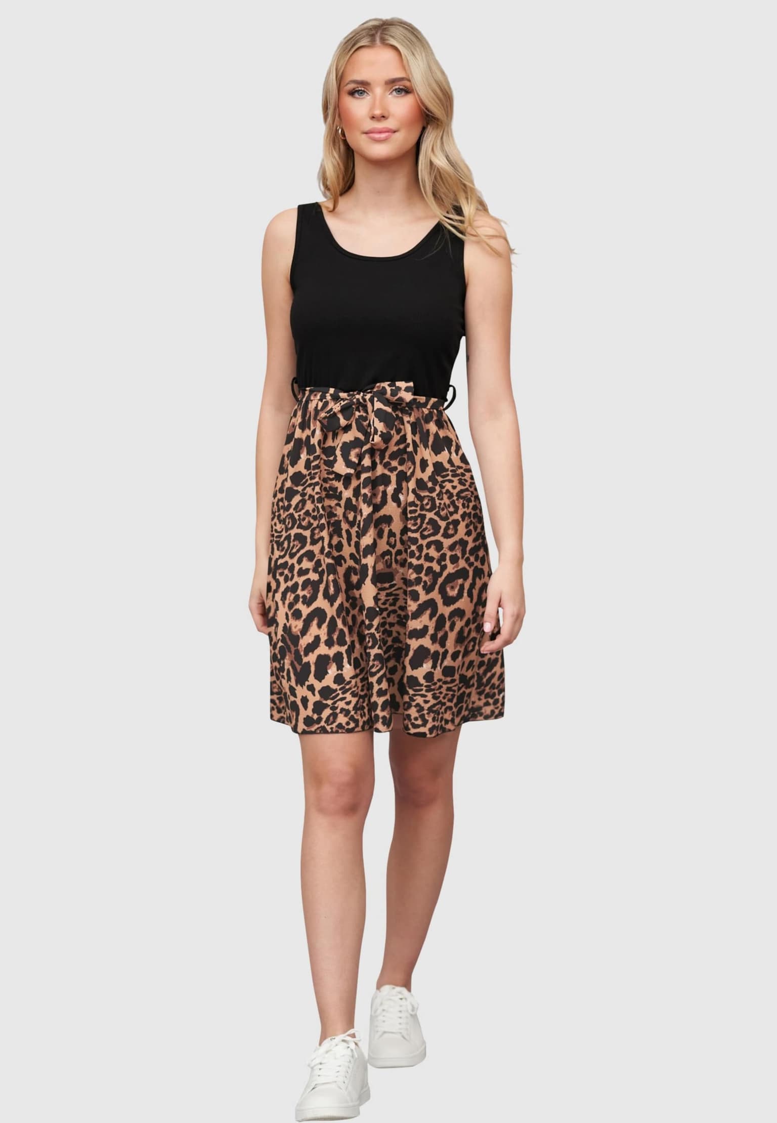 Cloud5ive Damen 2-Tone Tank-Top-Kleid mit Leo Print – Bild 3