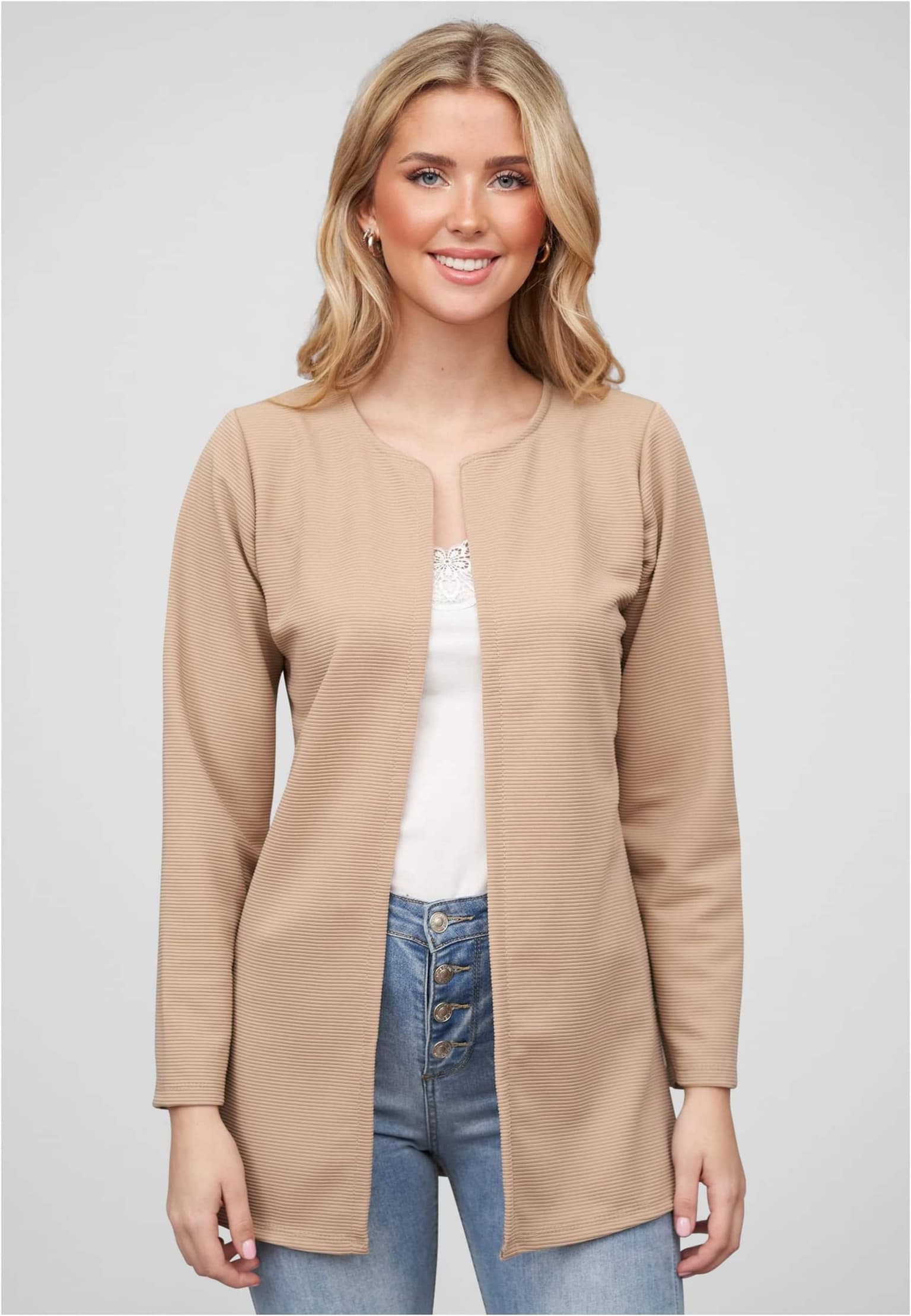 Cloud5ive Damen Strickjacke offener ribbed Cardigan