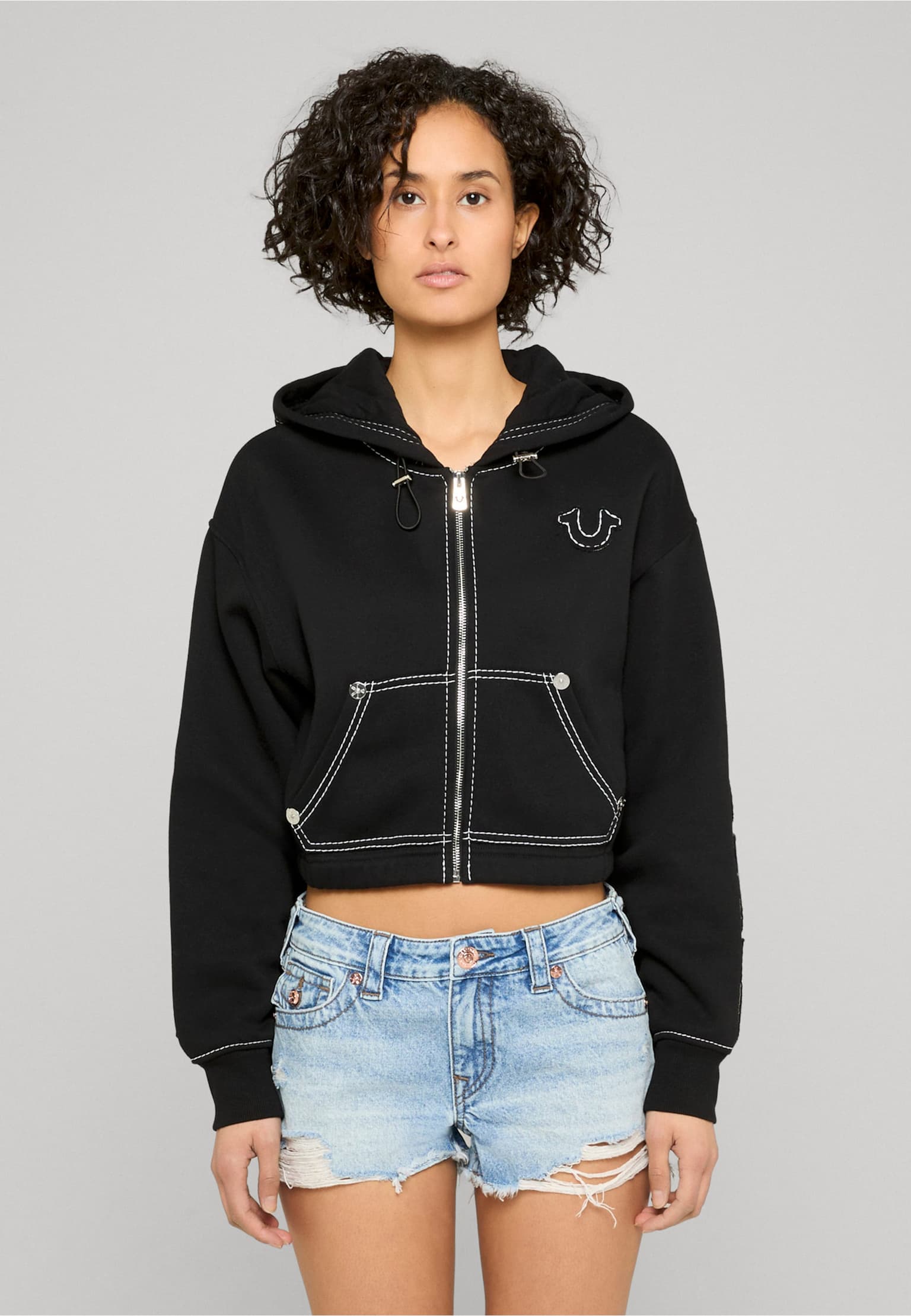 True Religion BIG T APPLIQUE RELAX ZIP UP HOODIE – Bild 2