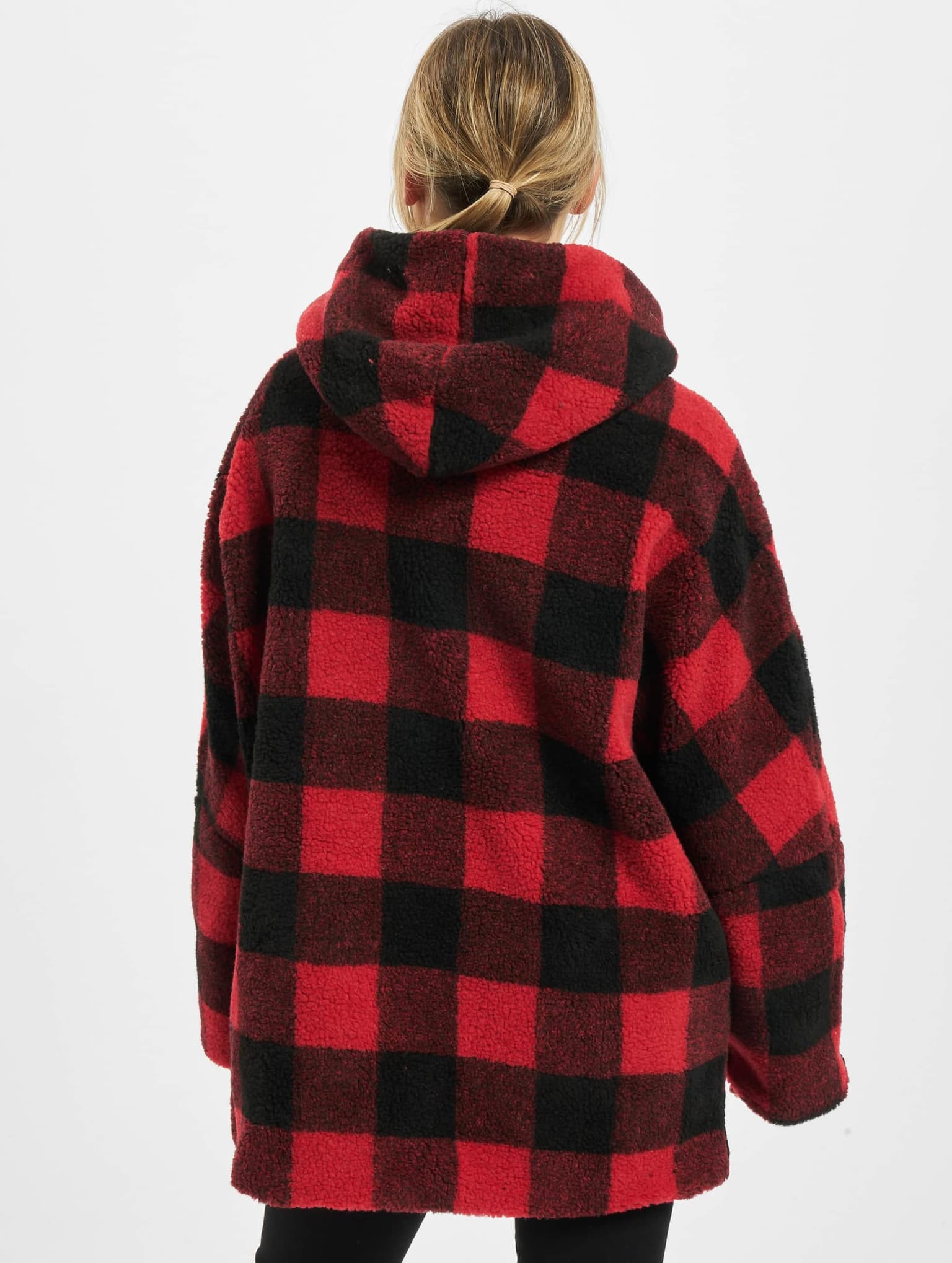 Urban Classics Ladies Hooded Oversized Check Sherpa Jacket – Bild 2