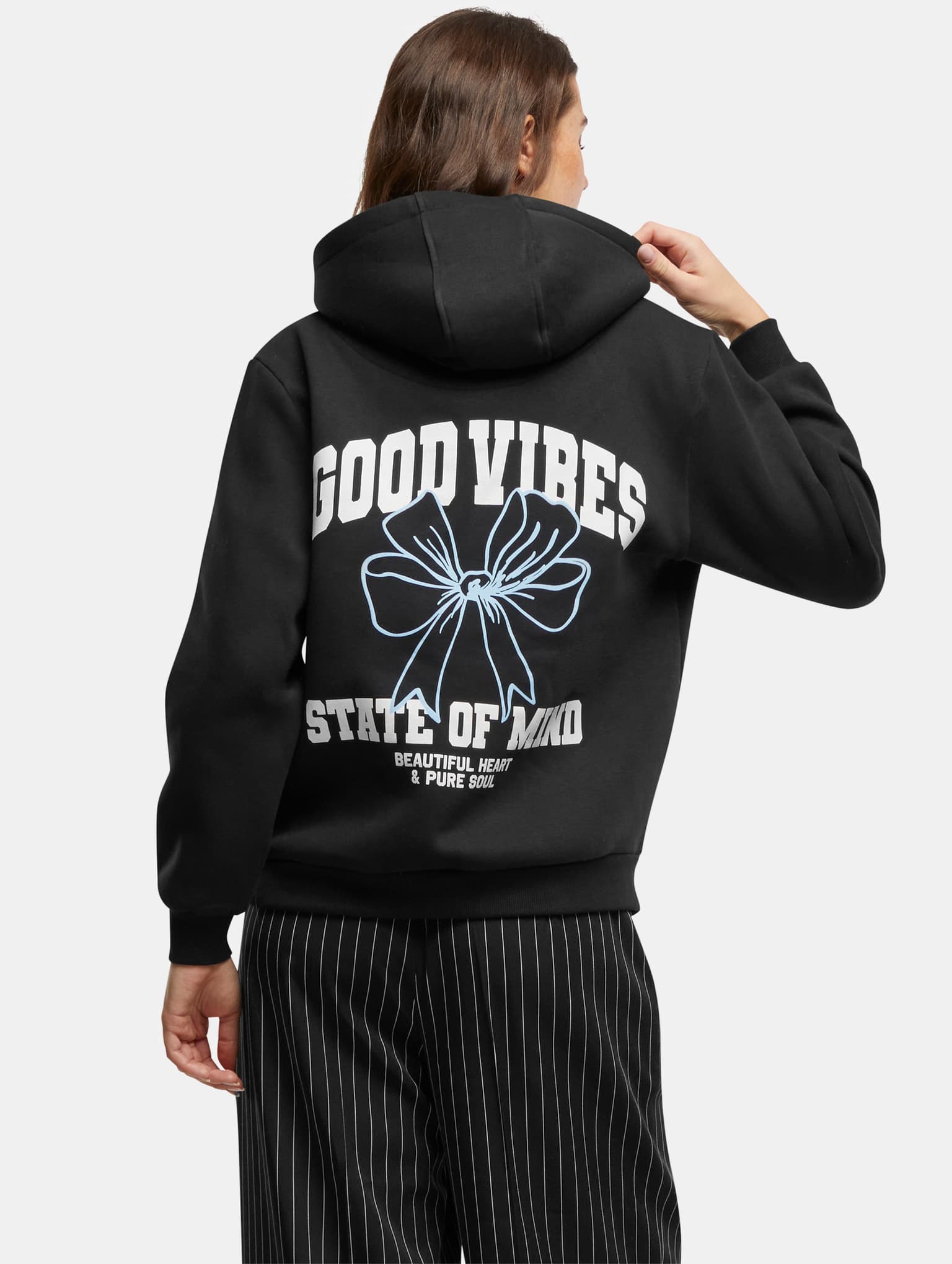 Miss Tee Good Vibes Bow Ladies Fluffy Hoody – Bild 2
