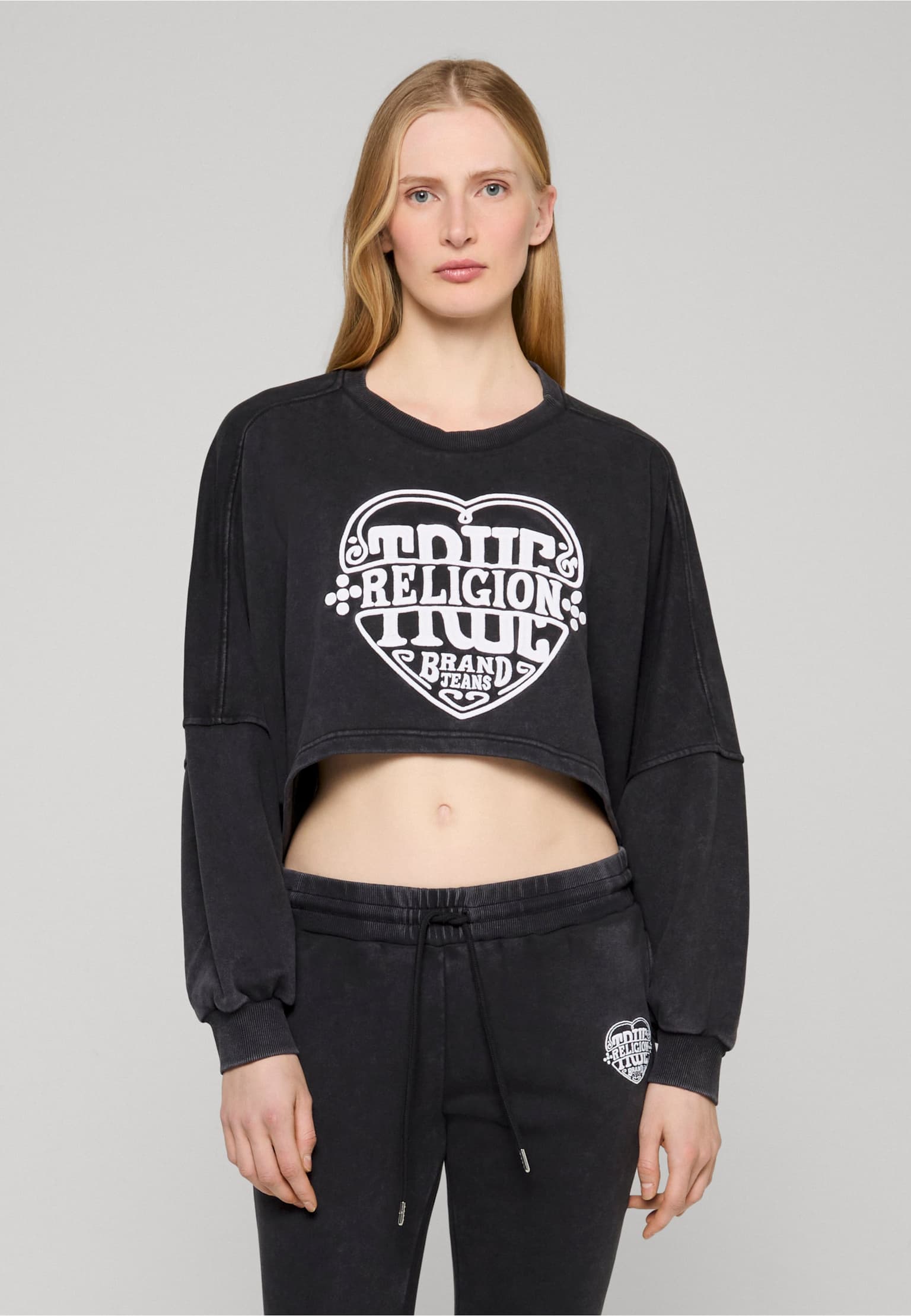 True Religion WASHED EMBROIDERED DOLMAN PULLOVER