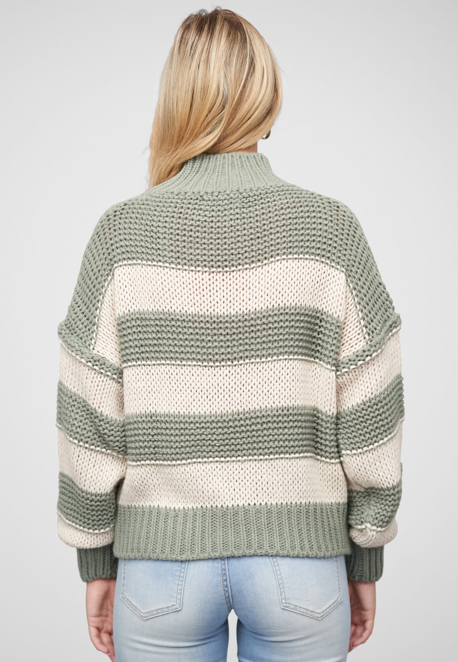Cloud5ive Strick-Sweater Pullover mit High-Neck und Streifen-Muster – Bild 2