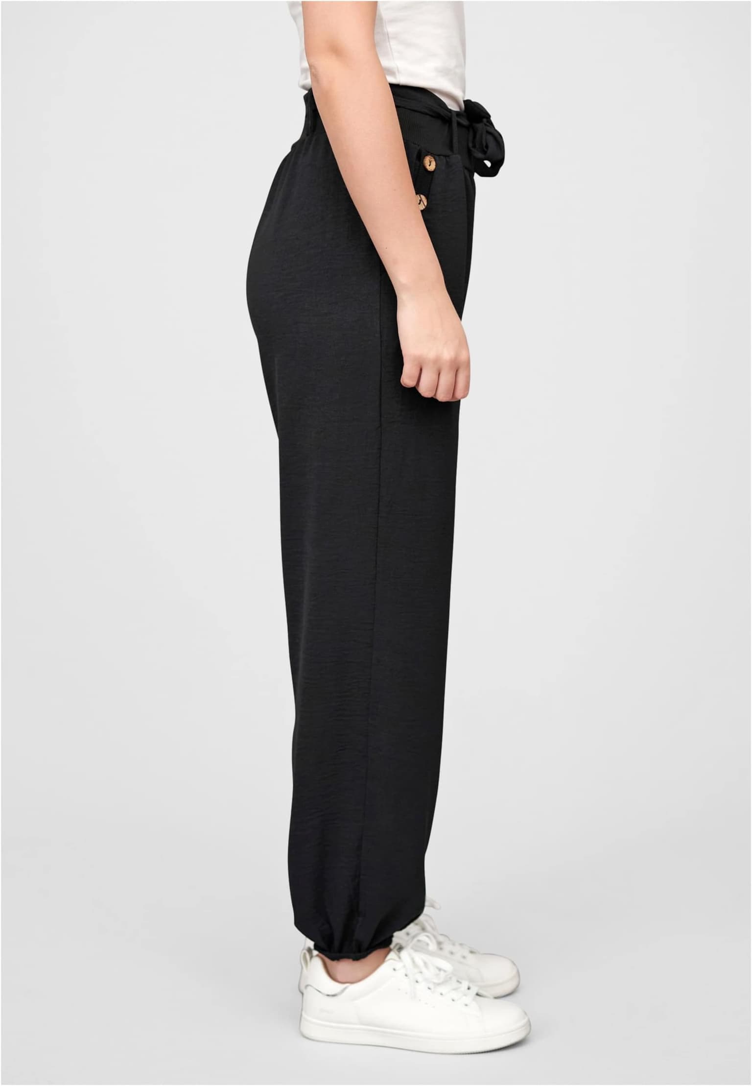 Cloud5ive Damen Sommer Hose Knopfleiste und Bindegürtel 2-Pockets – Bild 4
