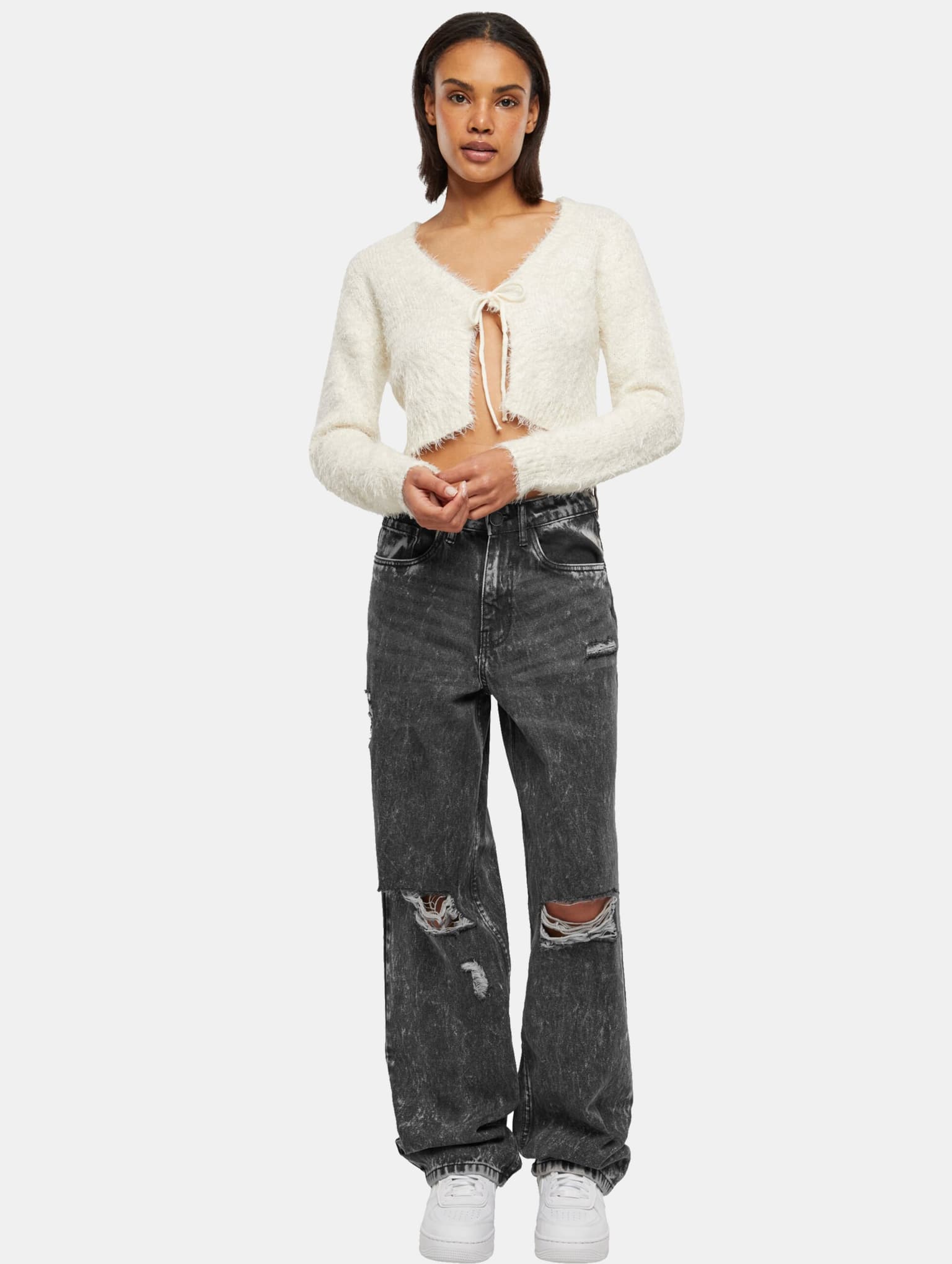 Urban Classics Ladies Tied Cropped Feather Cardigan – Bild 3