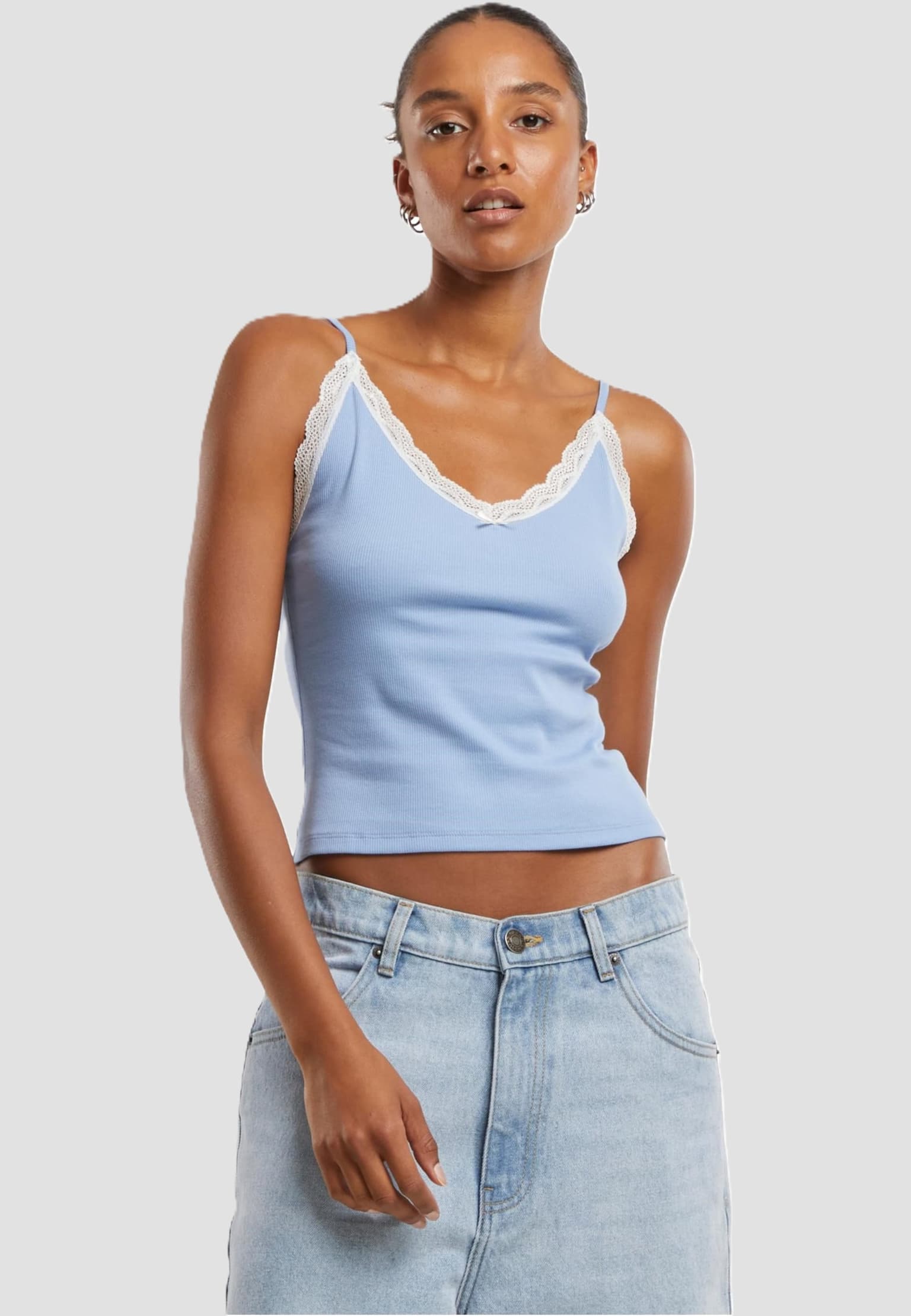 Urban Classics Ladies V-Neck Lace Top 2-Pack – Bild 2