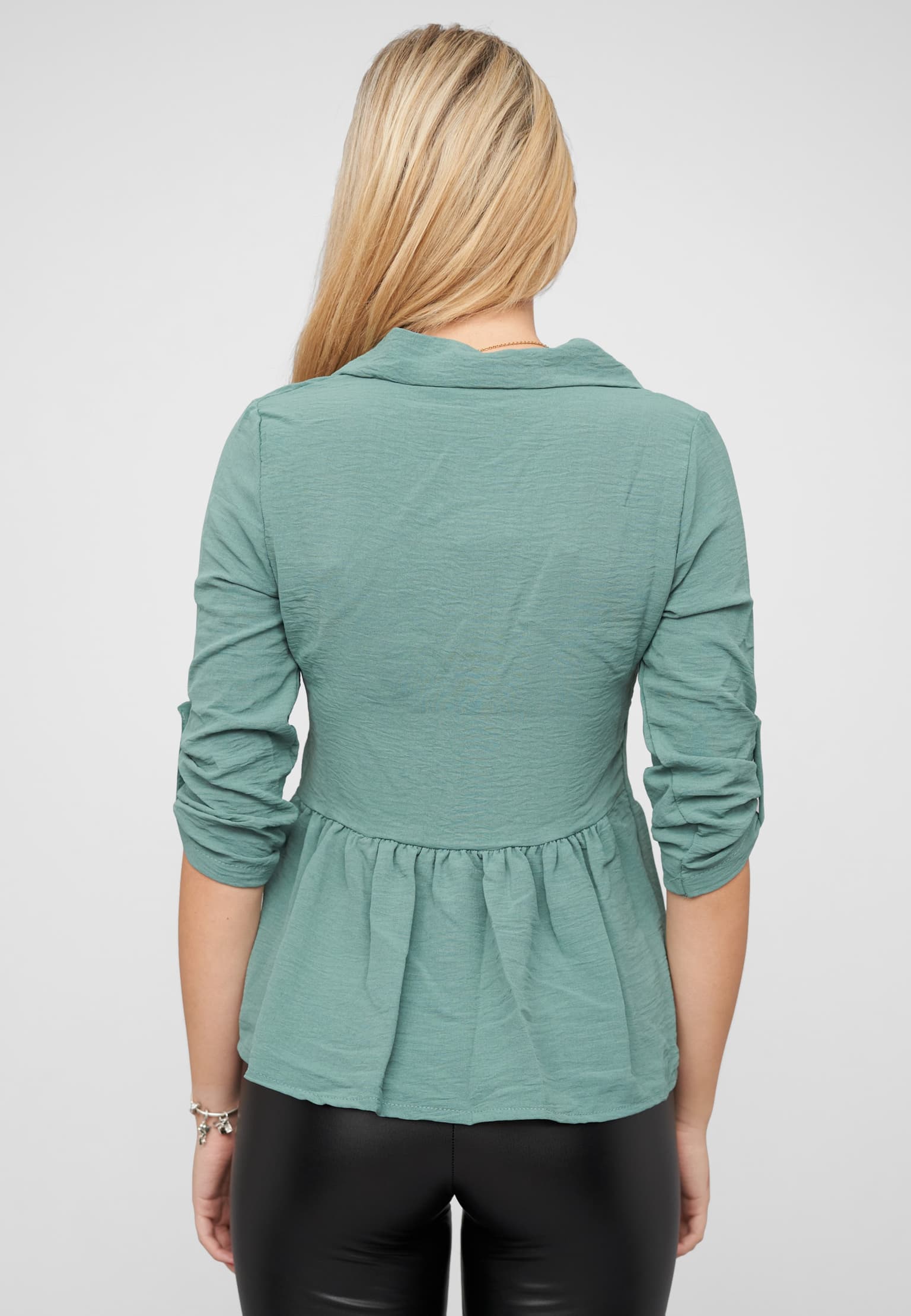Cloud5ive Turn-Up Schösschen Bluse mit Knopfleiste – Bild 2