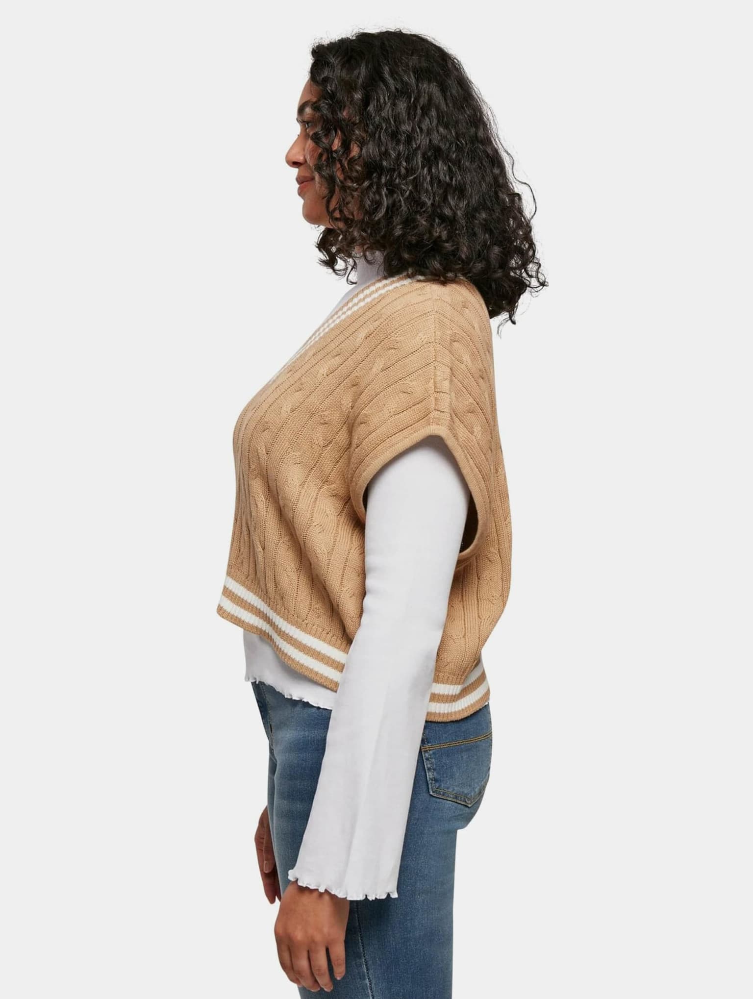 Urban Classics Ladies Cropped Knit College Slipover – Bild 4