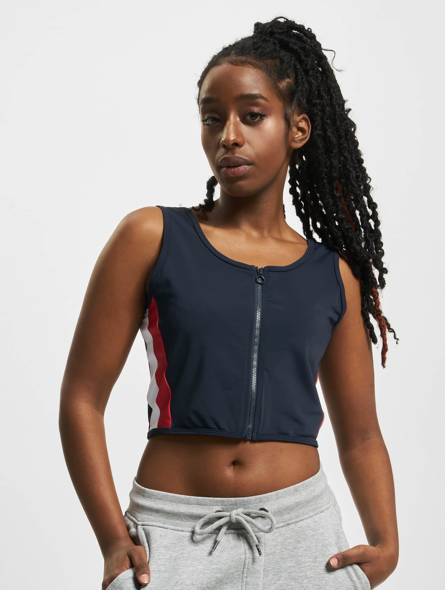 Urban Classics Ladies Side Stripe Cropped Zip Top – Bild 3